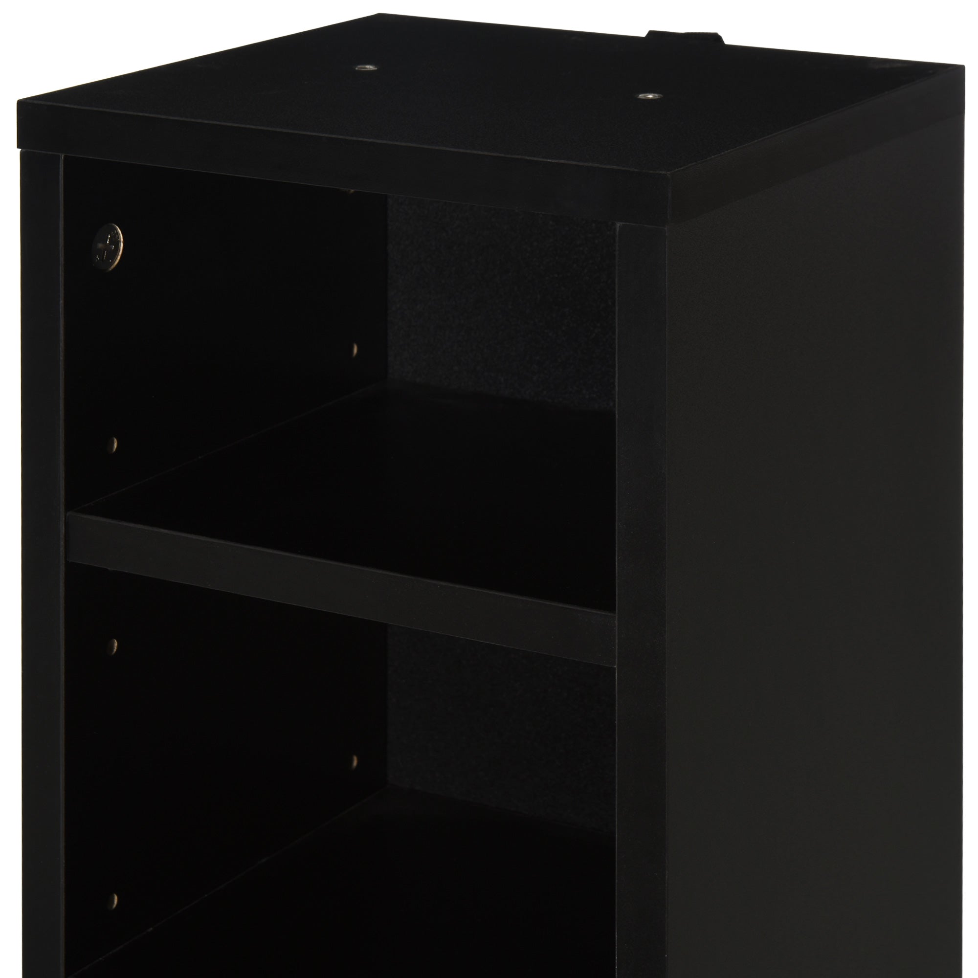 HOMCOM 204 CD Media Display Shelf Unit Set of 2 Blu-Ray Tower Rack w/ Adjustable Shelves Bookcase Storage Organiser, Black - North Peak Garden Furniture