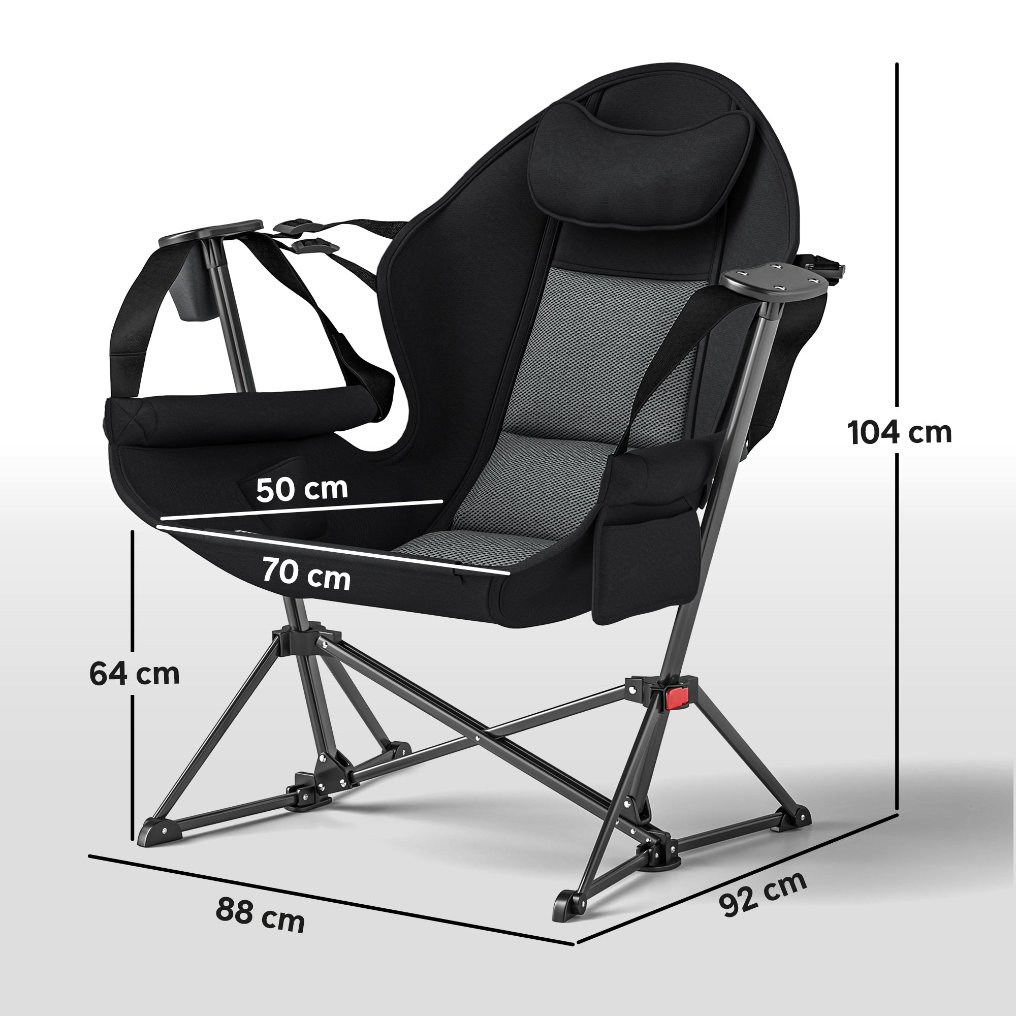 Outsunny Hammock Camping Chair Set of 2, Adjustable Back Swinging Camping Chair Portable Camp Chair with Cup Holder, Headrest, Padded Seat and Carry Bag for Travel Fishing Hiking, Black - North Peak Garden Furniture