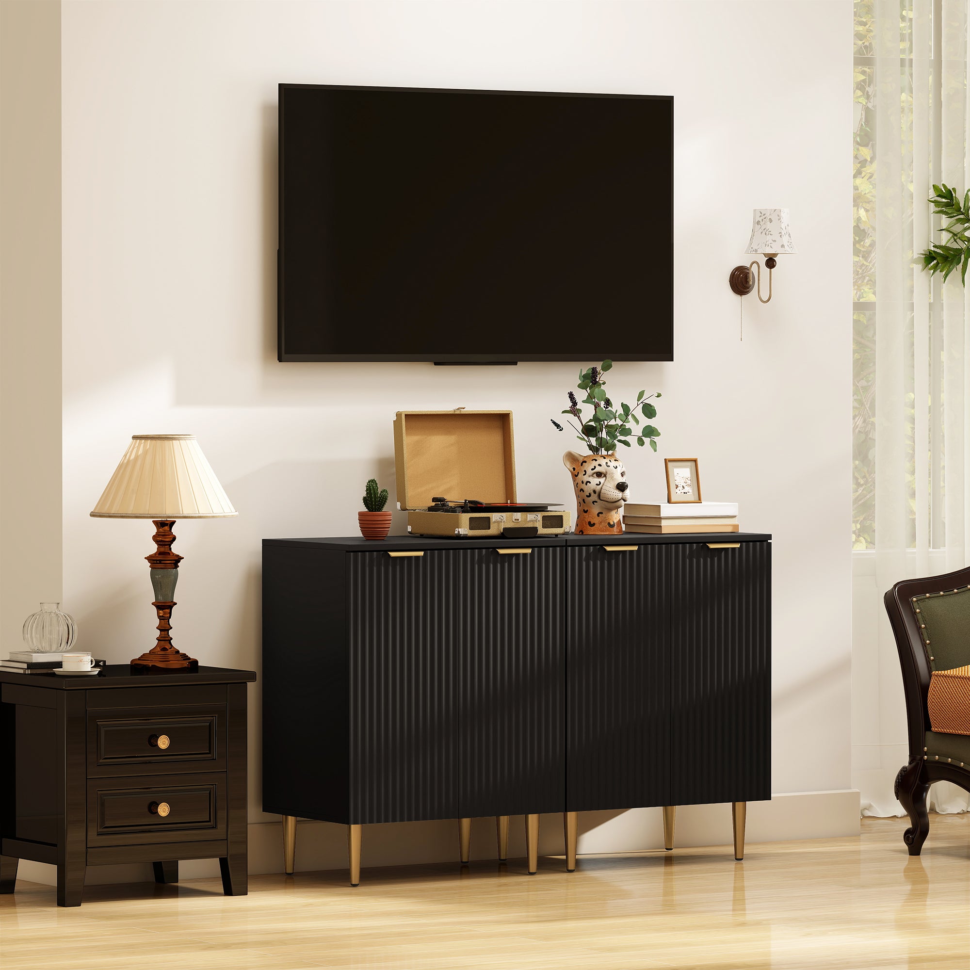 HOMCOM Adjustable Shelf Sideboard - Black