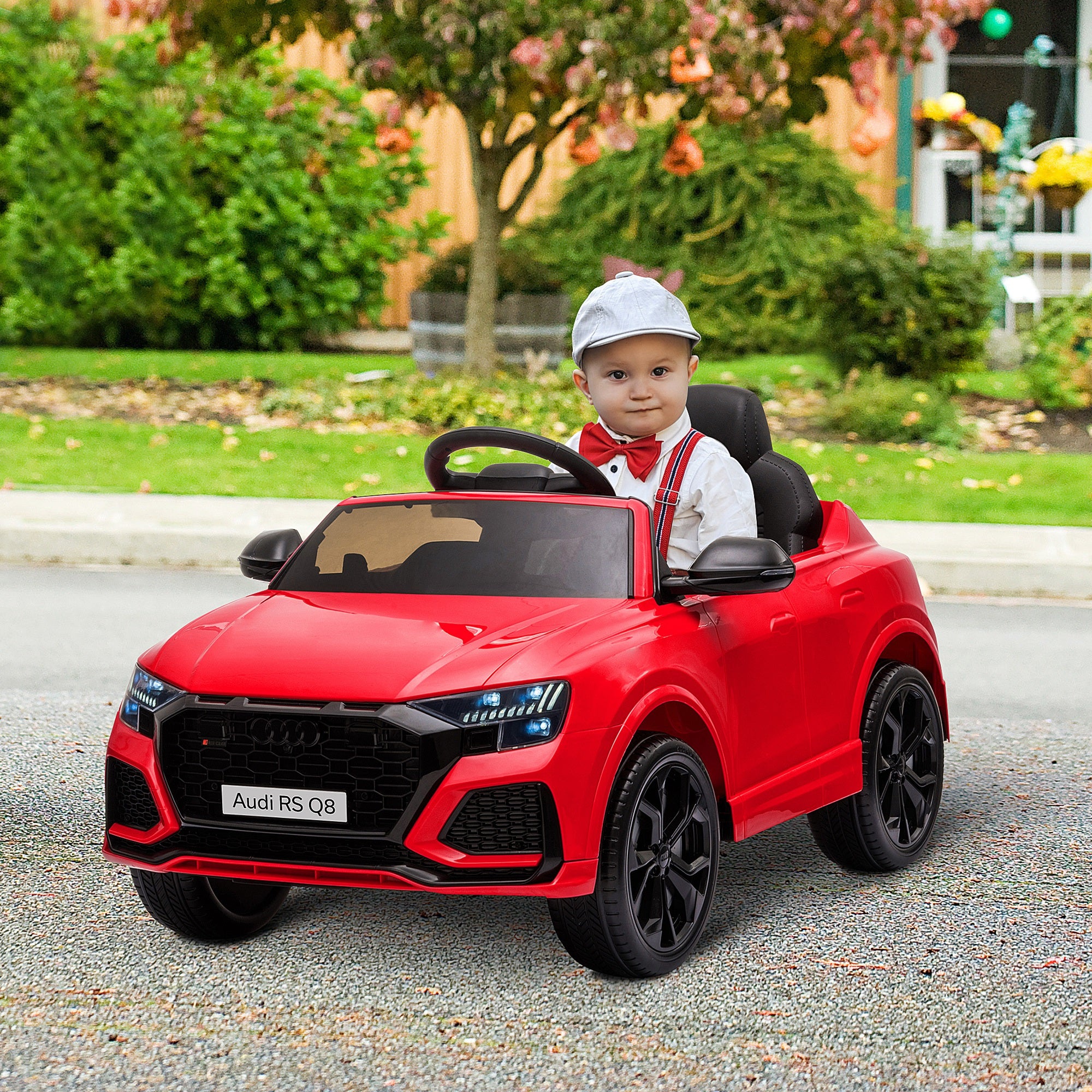 HOMCOM Audi RS Q8 Licensed 6V Kids Electric Ride On Car Toy Car with Remote Control Music Lights USB MP3 for 3-5 Years Old Red - North Peak Garden Furniture