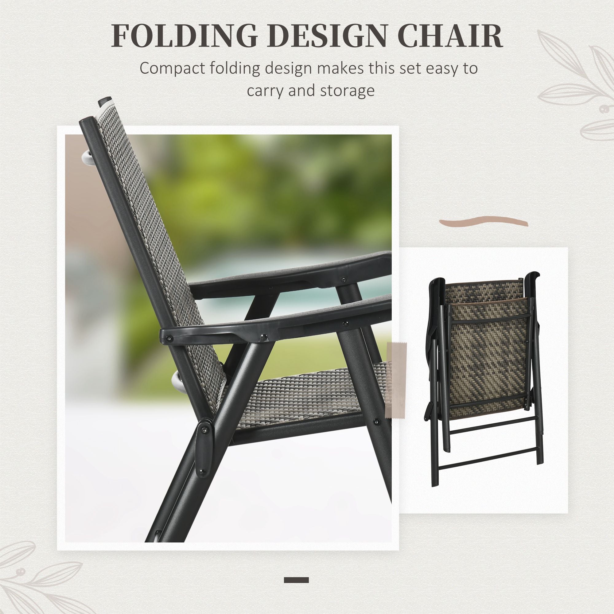 Outsunny 4 Seater Rattan Dining Set, Rattan Garden Furniture Set with Parasol Hole, Outdoor Dining Table and Chairs with 4 Armchairs, Round Glass Top Table for Patio, Balcony, Mixed Grey - North Peak Garden Furniture