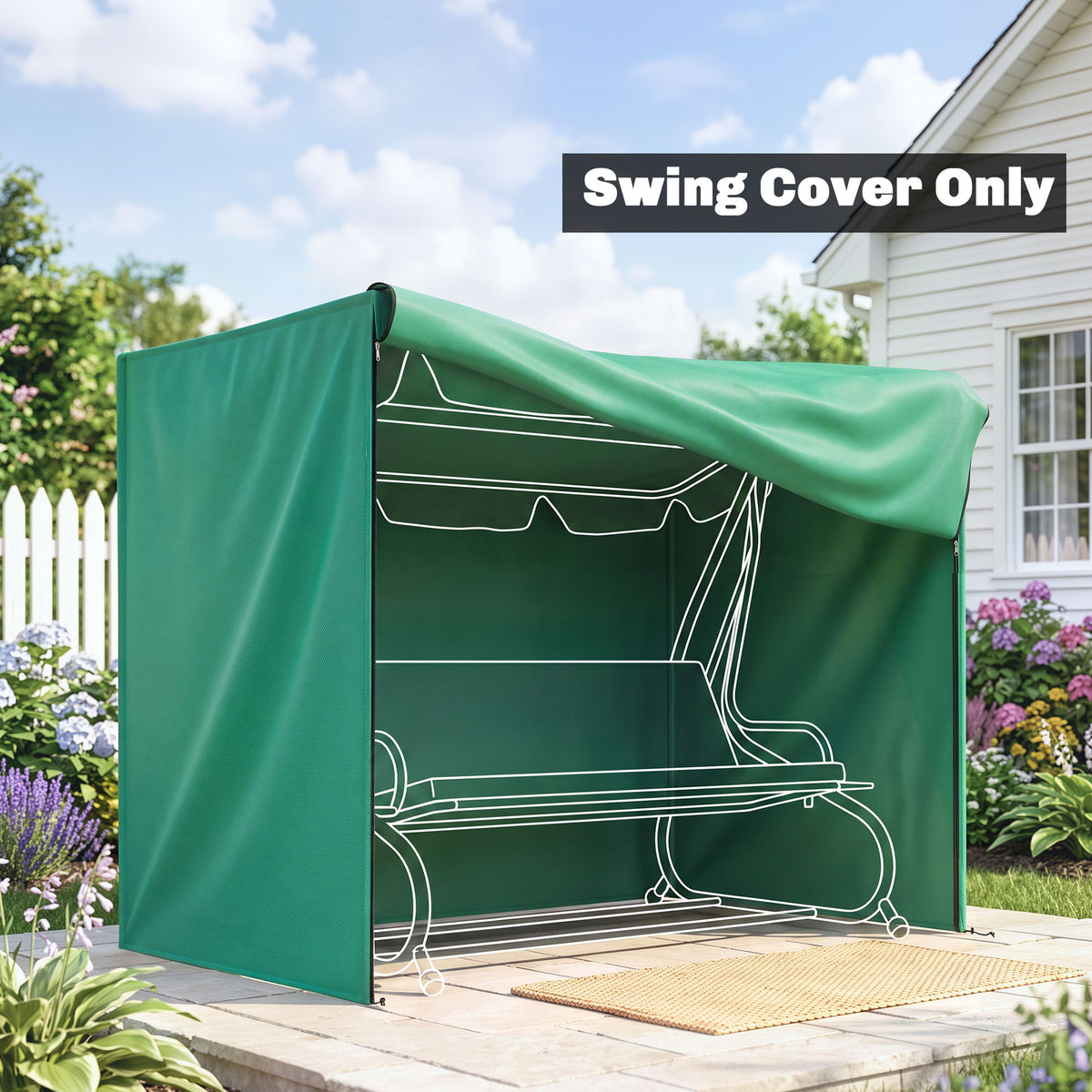 Outsunny 220 x 125cm Three-Seater Swing Chair Protective Cover - Green