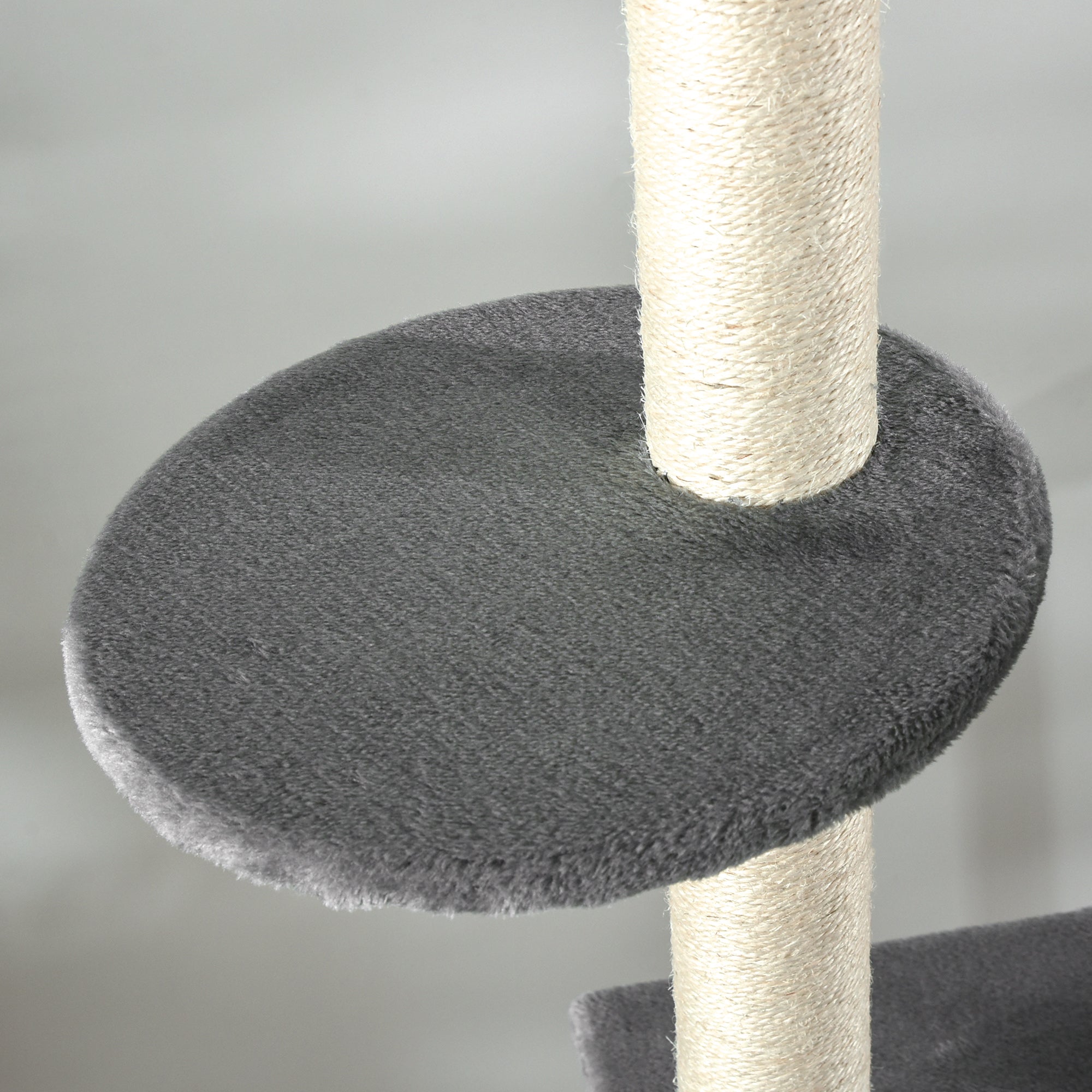 PawHut 270cm Floor To Ceiling Cat Tree Cat House Scratching Post for Indoor Cats Hammock Hanging Ball Activity Center Grey - North Peak Garden Furniture