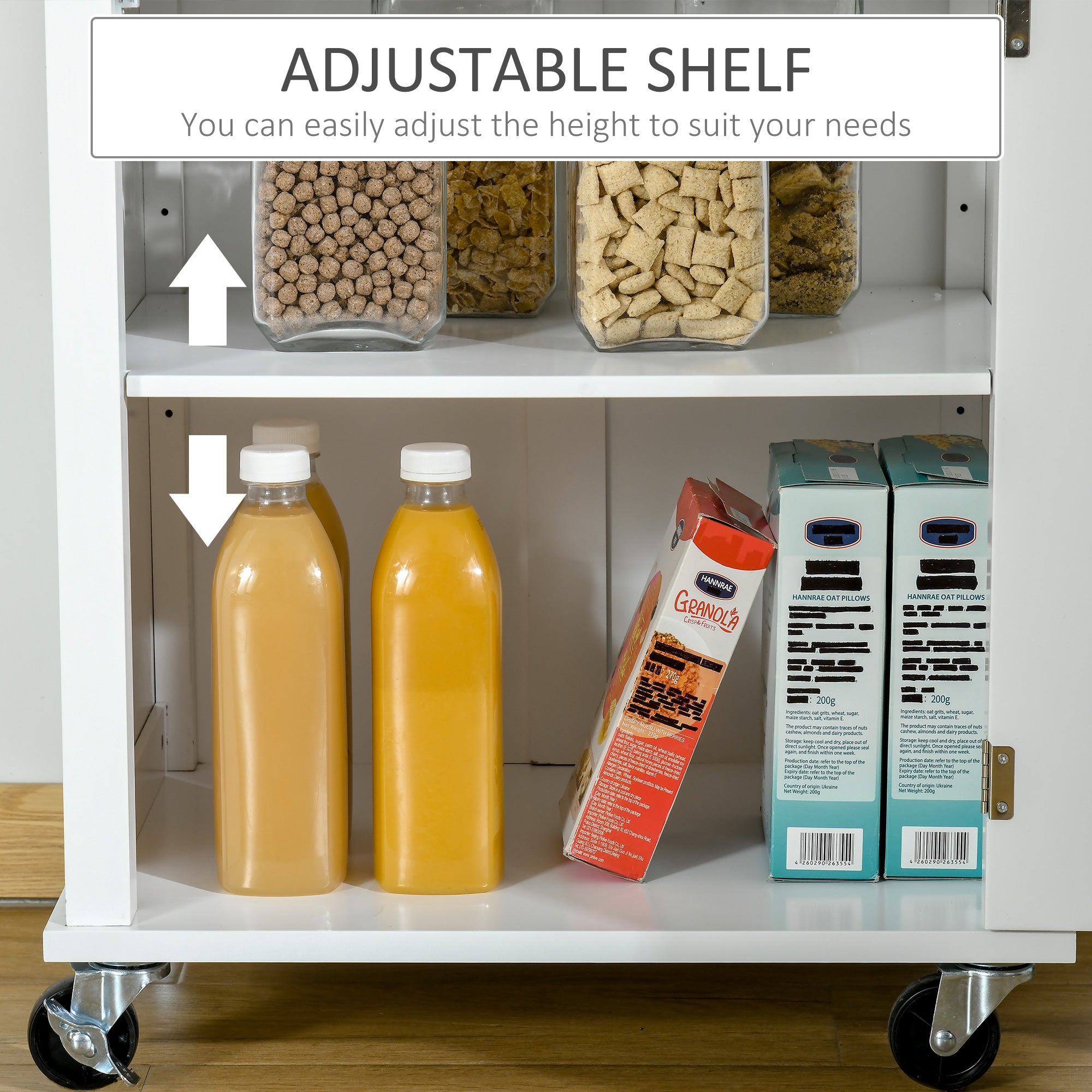HOMCOM Kitchen Cart Storage Trolley Wooden Cabinet with Drawer Cupboard Towel Rail White - North Peak Garden Furniture
