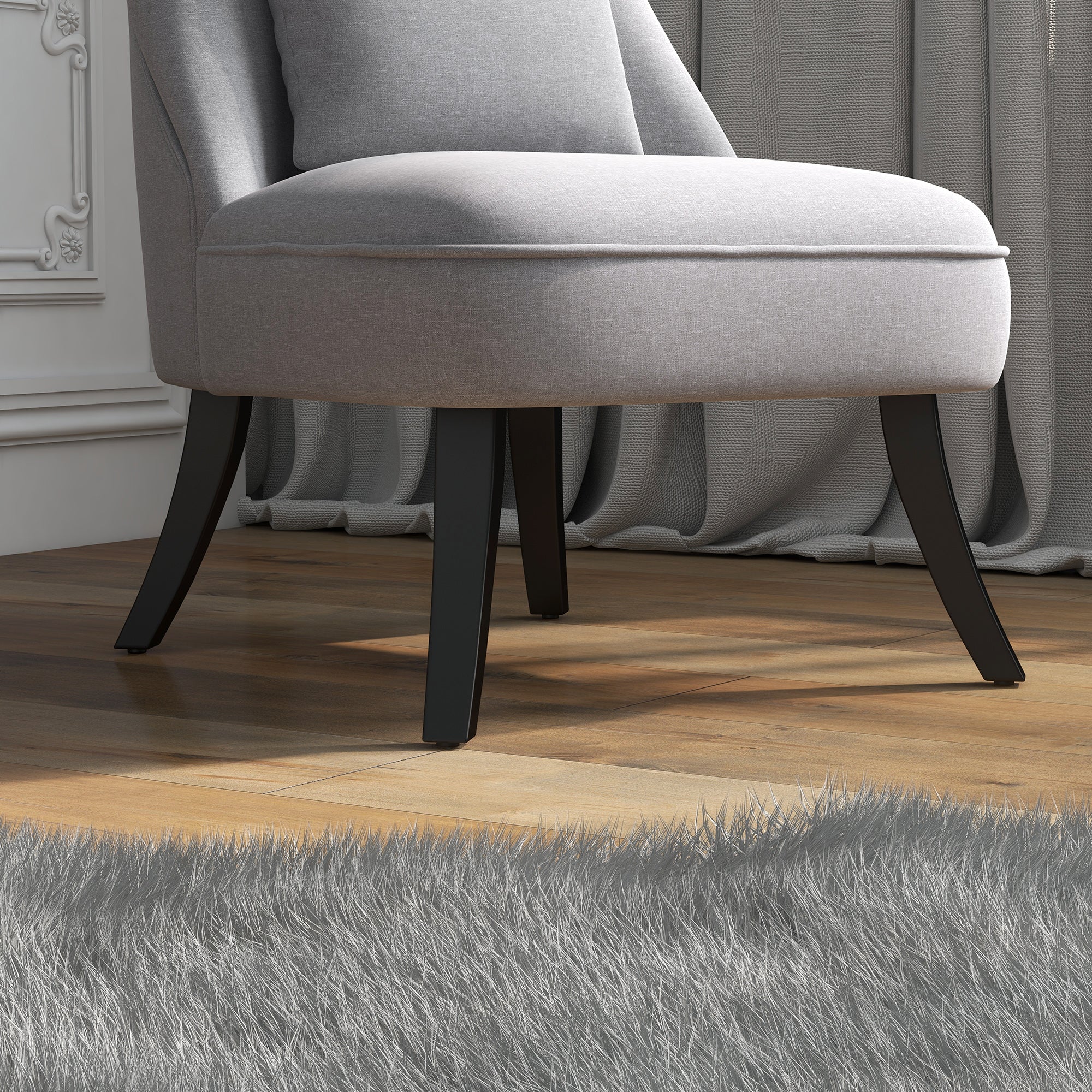 HOMCOM Fabric Single Sofa, Tub Chair, Upholstered Bedroom Chair with Pillow, Solid Wood Leg for Home, Living Room, Dining Room, Set of 2, Grey - North Peak Garden Furniture