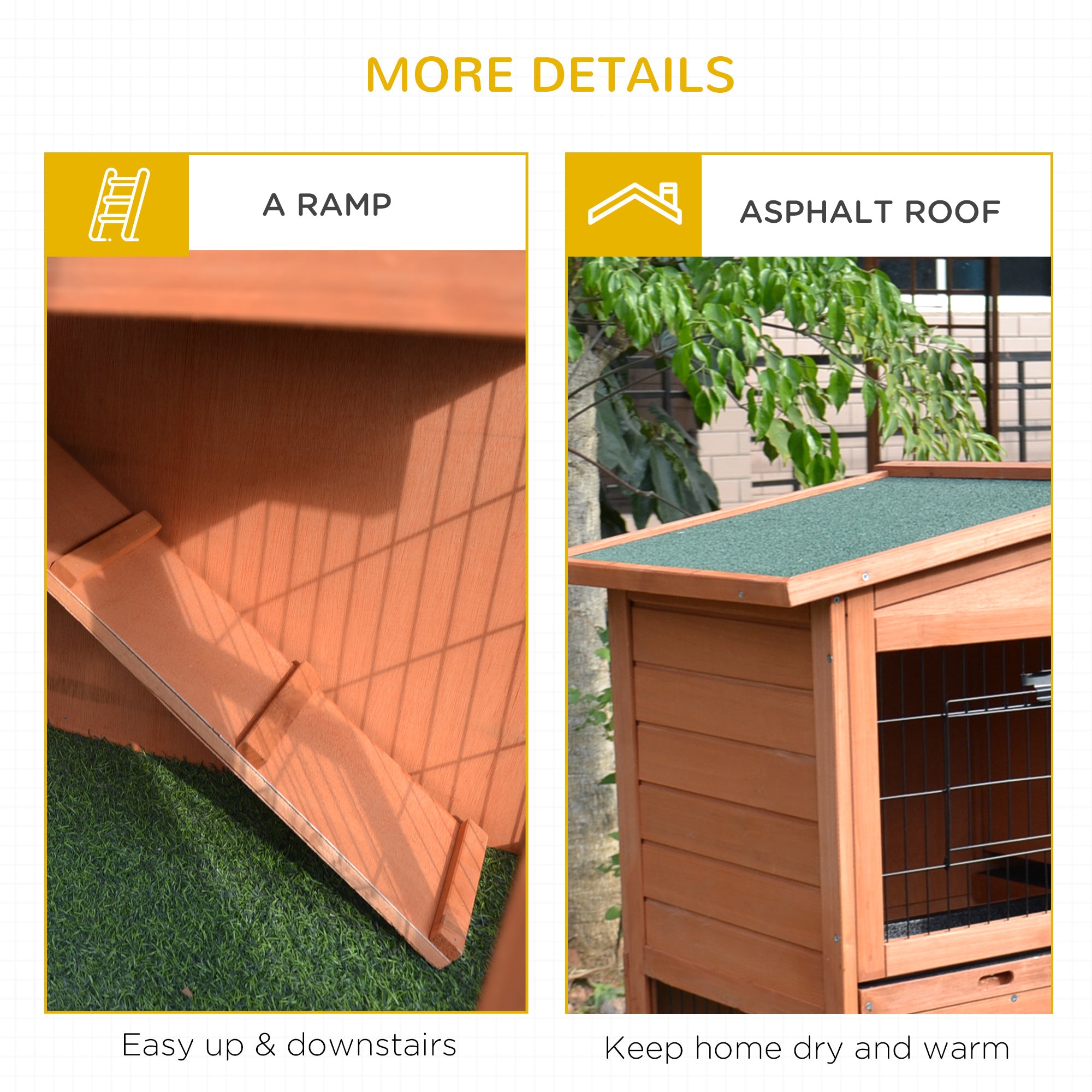 PawHut Rabbit Hutch Outdoor Guinea Pig Hutch 2-Tier Bunny Cage with No-Leak Tray 100.5 x 55 x 101 cm - North Peak Garden Furniture