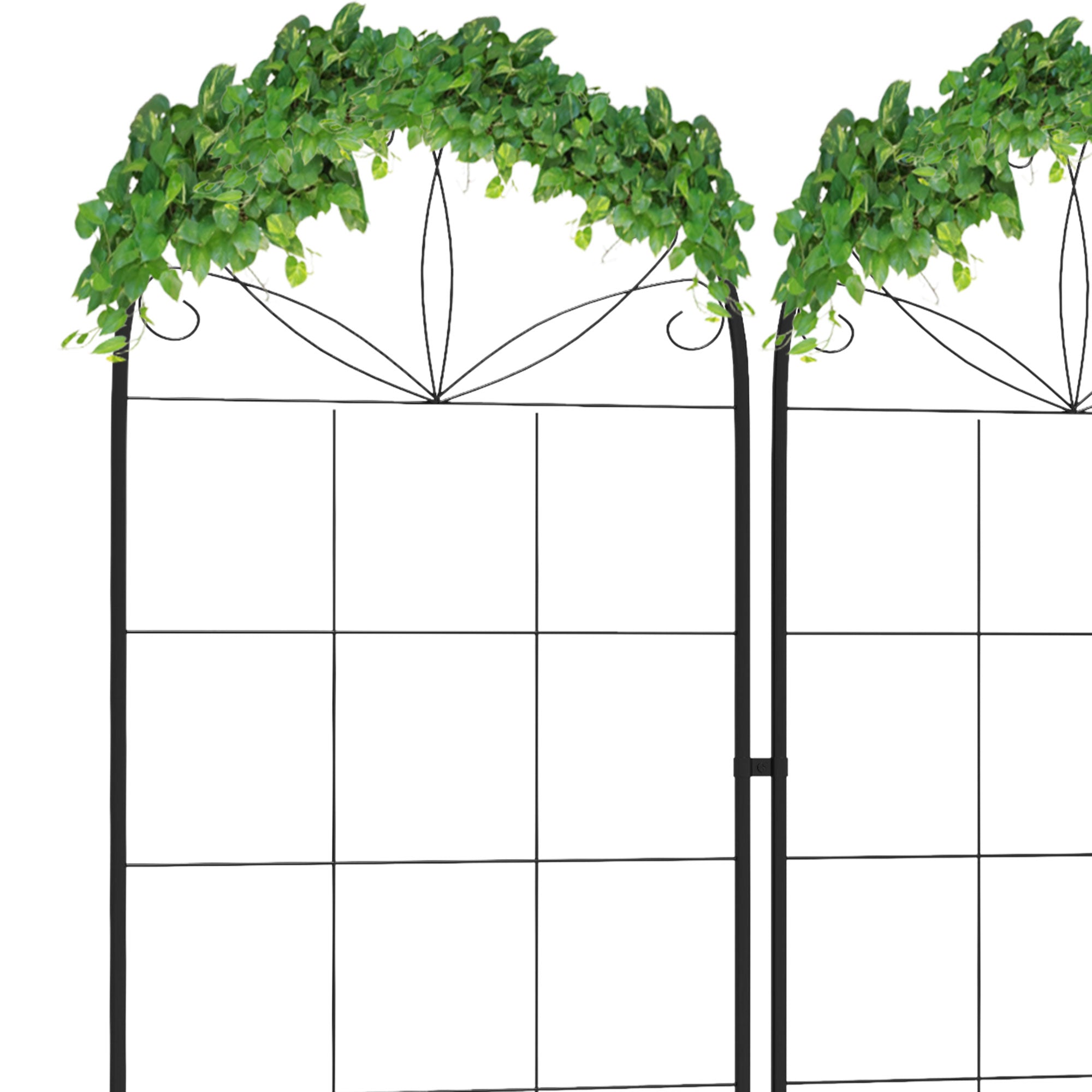 Outsunny Metal Trellis Set of 2, Garden Trellis for Climbing Plants Support Frames, Grid Design - North Peak Garden Furniture
