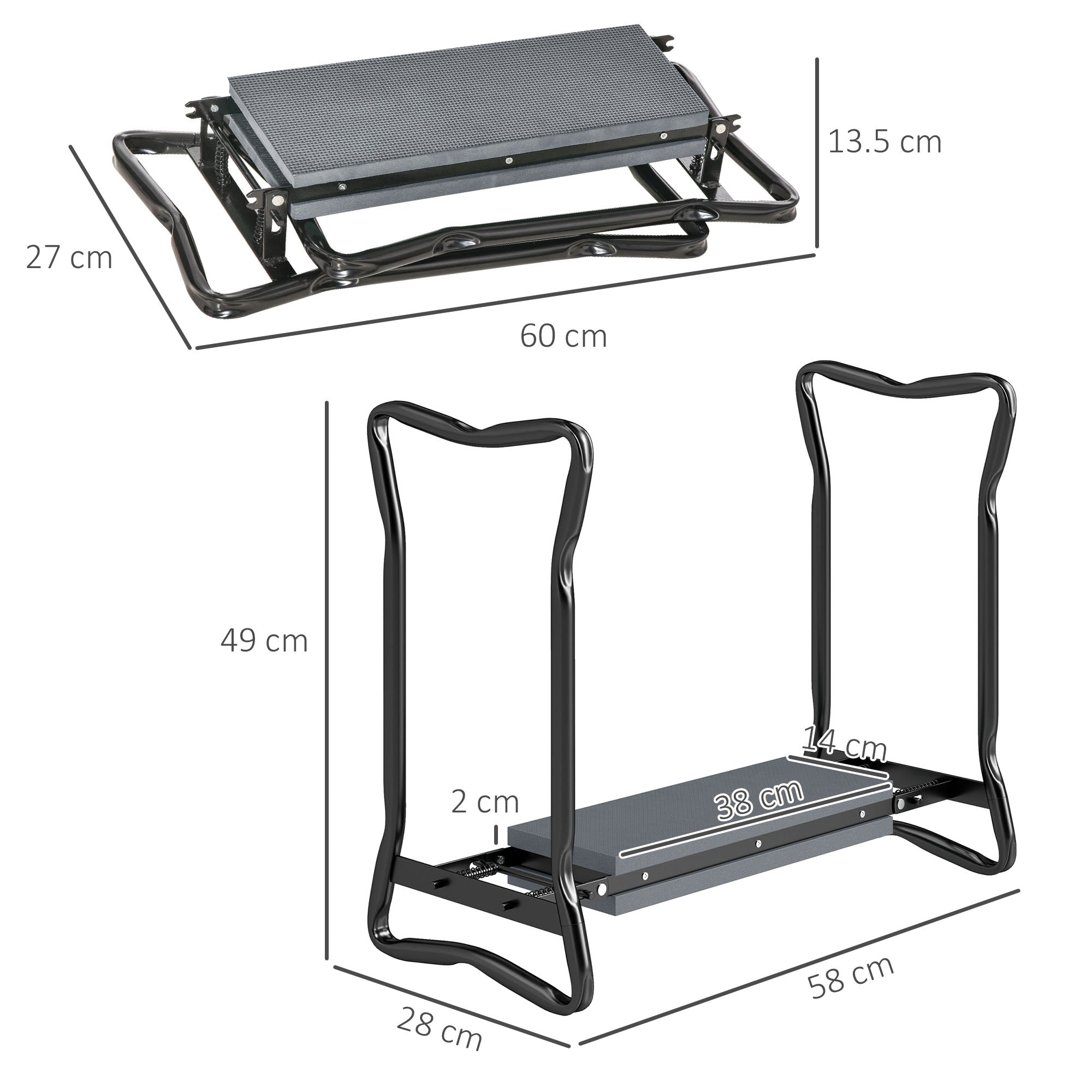 Outsunny 2 In 1 Garden Kneeler Seat Kneeling Pad Support Bench Foldable Knee Protector, Grey - North Peak Garden Furniture