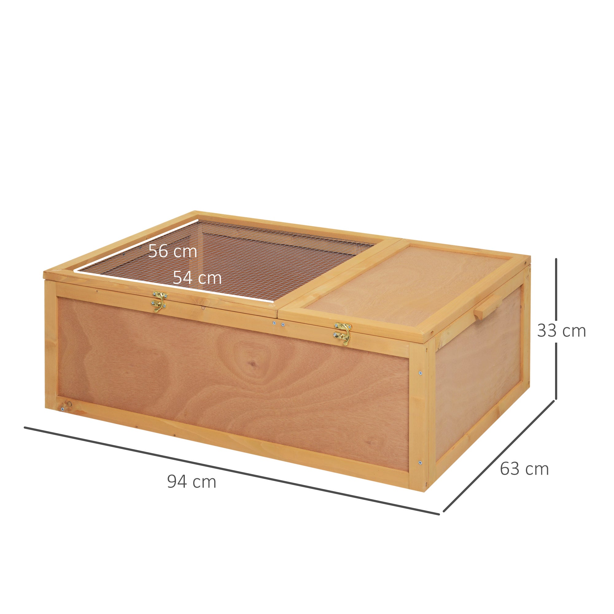 PawHut 94 cm Wooden Tortoise House Turtle Habitat Small Reptile Cage Enclosure with Two Room Yellow