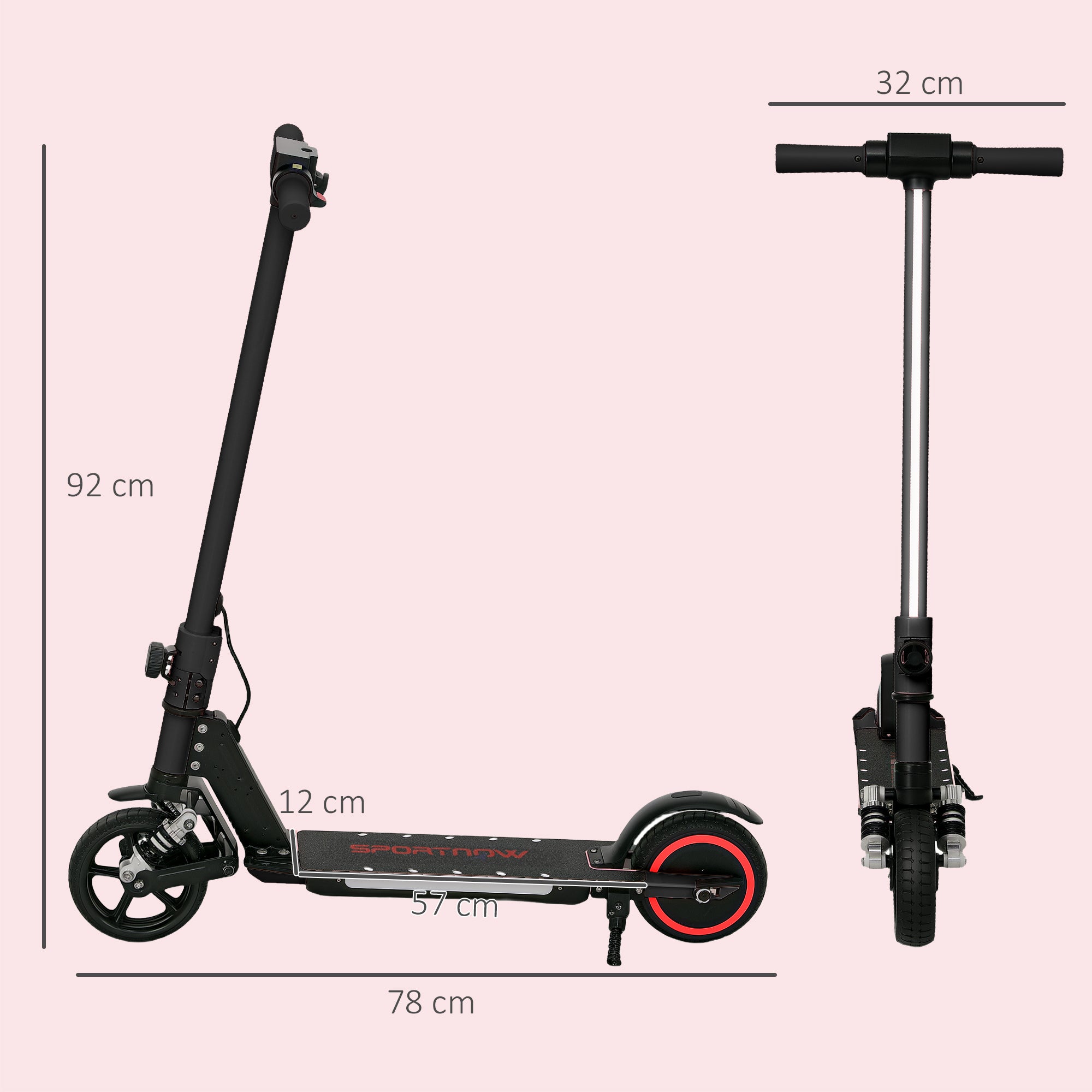 SPORTNOW Folding Electric Scooter for Kids Age 6-14 with Dual Brakes, Front Suspension, LED Colourful Lights and Display, 6.8kg Lightweight Aluminium E Scooter, Up to 14 KM/H & 6 KM, Black - North Peak Garden Furniture