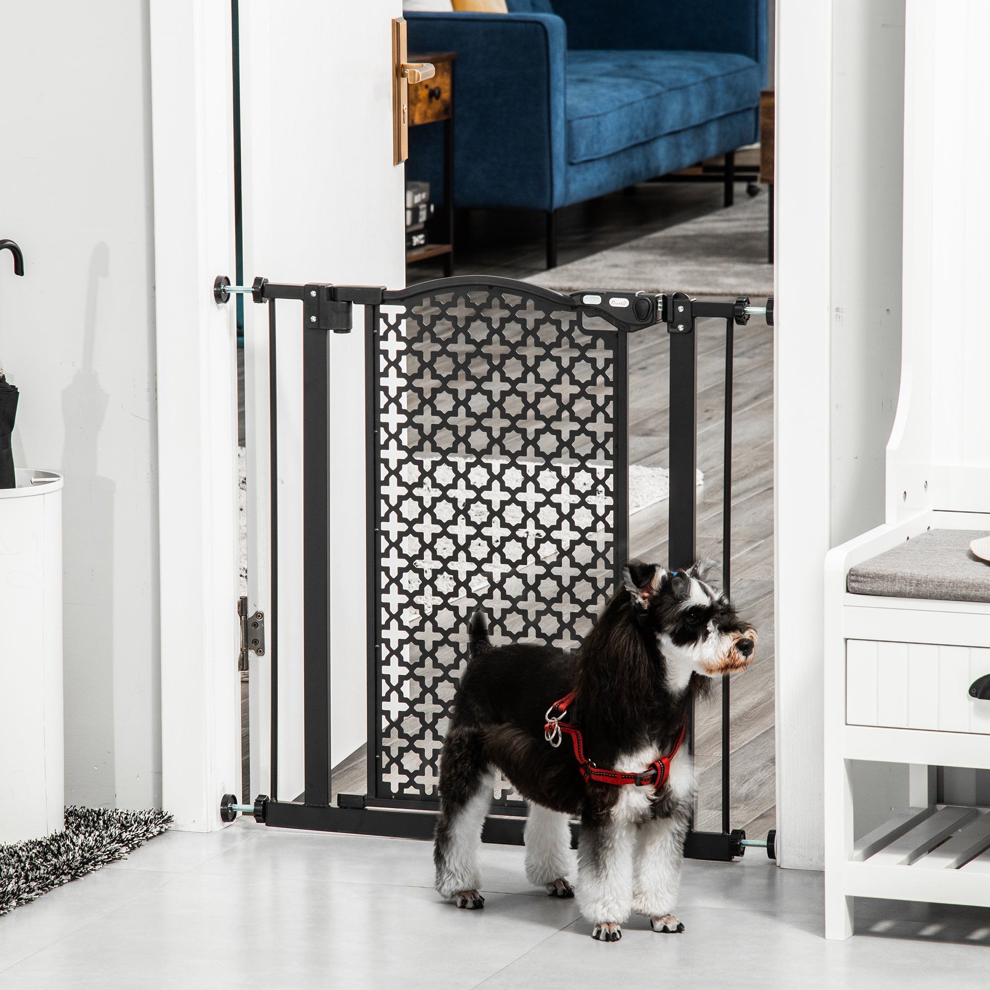 PawHut 74-80 cm Pressure Fit Safety Gate for Doorways and Staircases, Dog Gate, Pet Barrier for Hallways with Auto Close, Double Locking - North Peak Garden Furniture