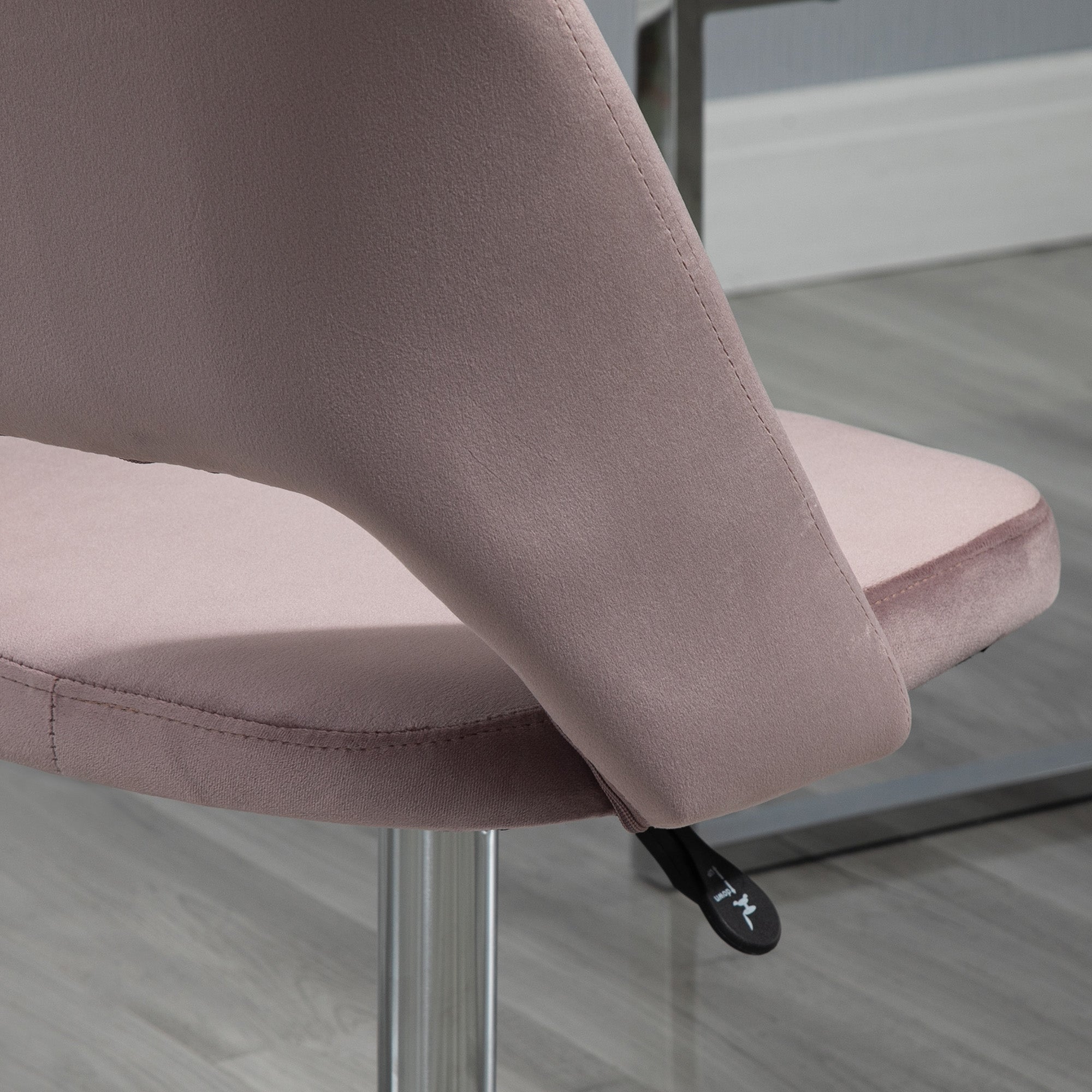 Vinsetto Armless Velvet-Feel Office Chair - Pink