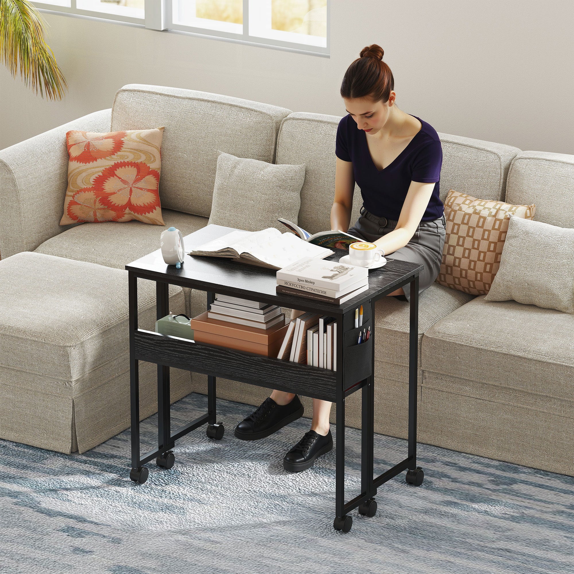 HOMCOM 80 cm Drop Leaf Writing Work Desk - Black