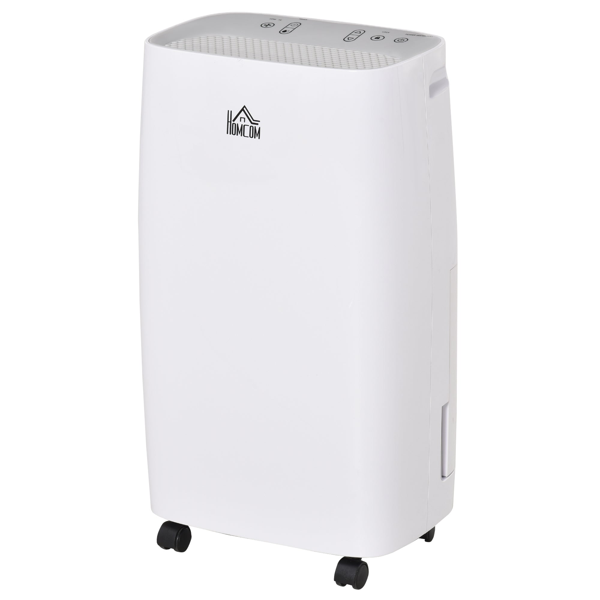 HOMCOM 12L/Day Dehumidifier with Continuous Drainage, 2.5L Water Tank, 24H Timer, Humidity Display, for Home Damp, Condensation, Mould and Laundry Drying, White