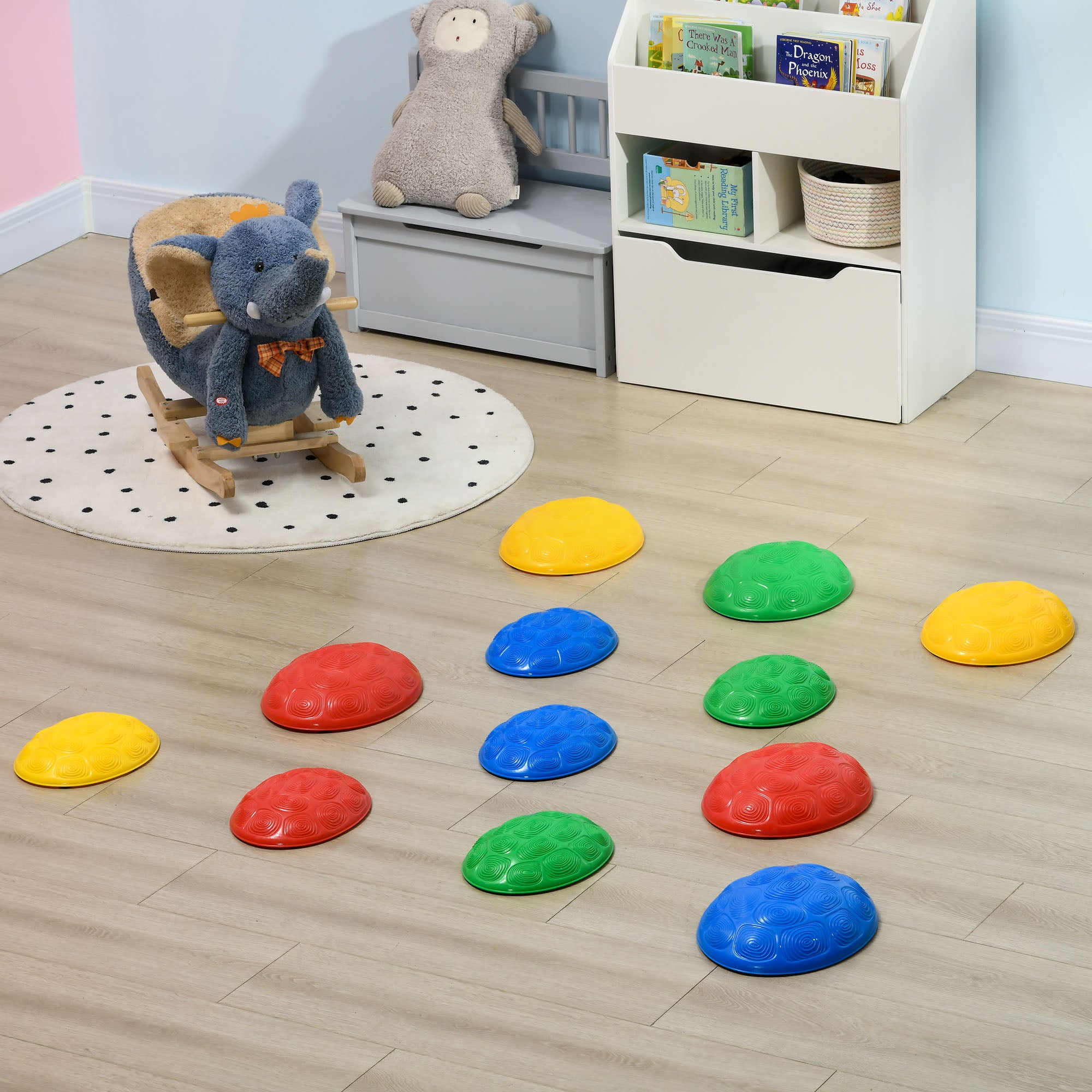 ZONEKIZ Eight-Piece Kids Stepping Stones, with Non-Slip Mats, Balance River Stones