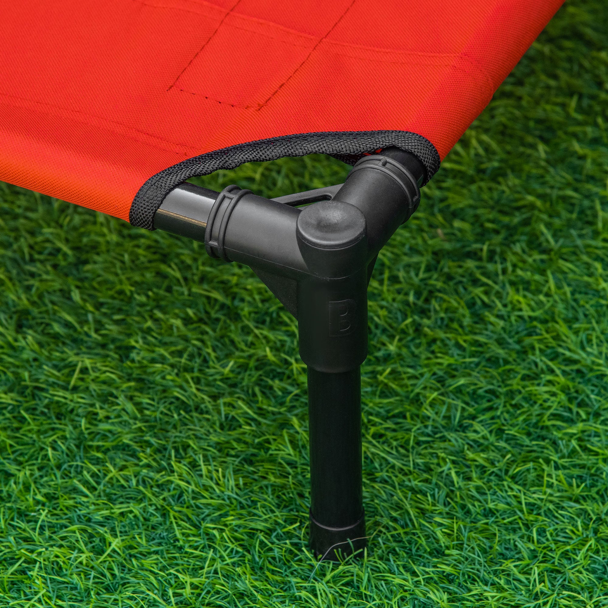 PawHut Raised Dog Bed Cat Elevated Lifted Portable Camping w/ Metal Frame Black and Red (Small) - North Peak Garden Furniture