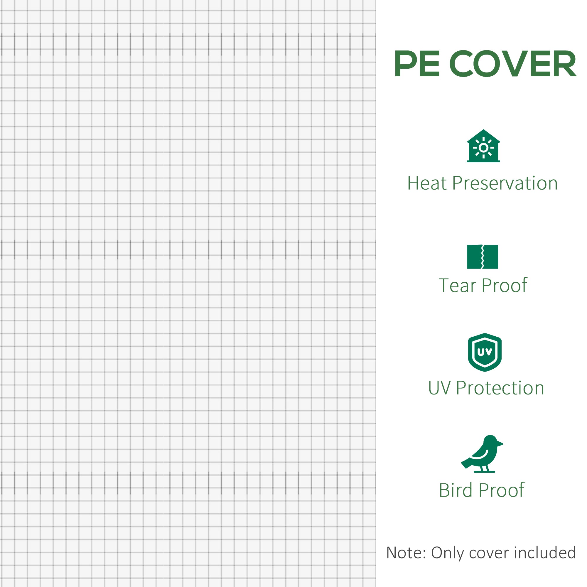 Outsunny Greenhouse Replacement Cover ONLY Winter Garden Plant PE Cover with Roll-up Windows Door, 6 x 3 x 2m White - North Peak Garden Furniture