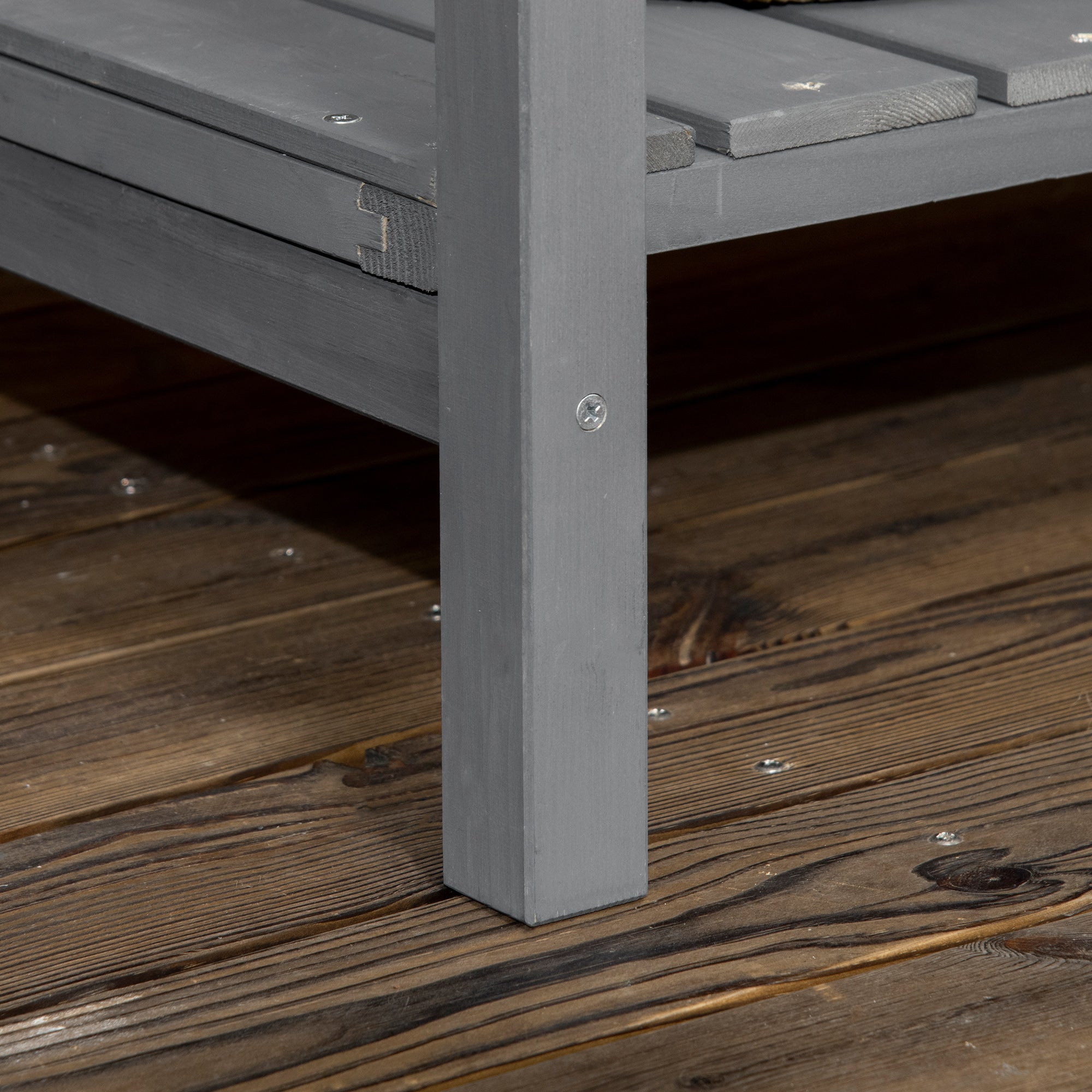 Outsunny Fir Wood Raised Rectangular 8 Compartment Plant Stand Dark Grey