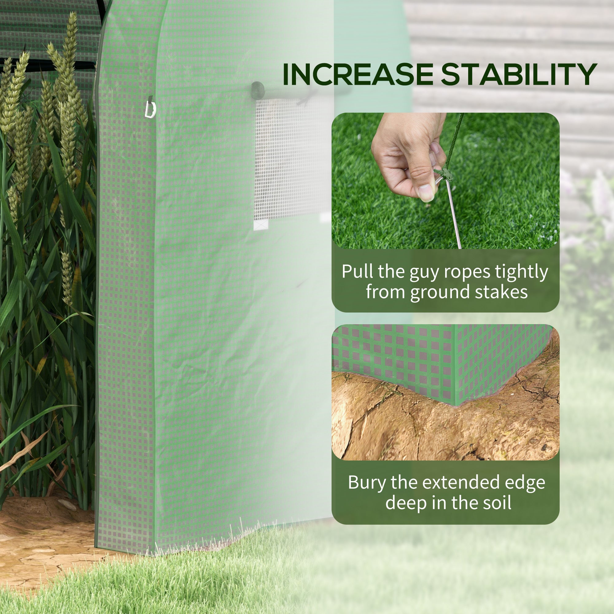 Outsunny Tomato Greenhouse, Garden Growhouse with 2 Roll-up Doors and 4 Mesh Windows, Portable Indoor Outdoor Green House, 185 x 94 x 150cm, Green - North Peak Garden Furniture