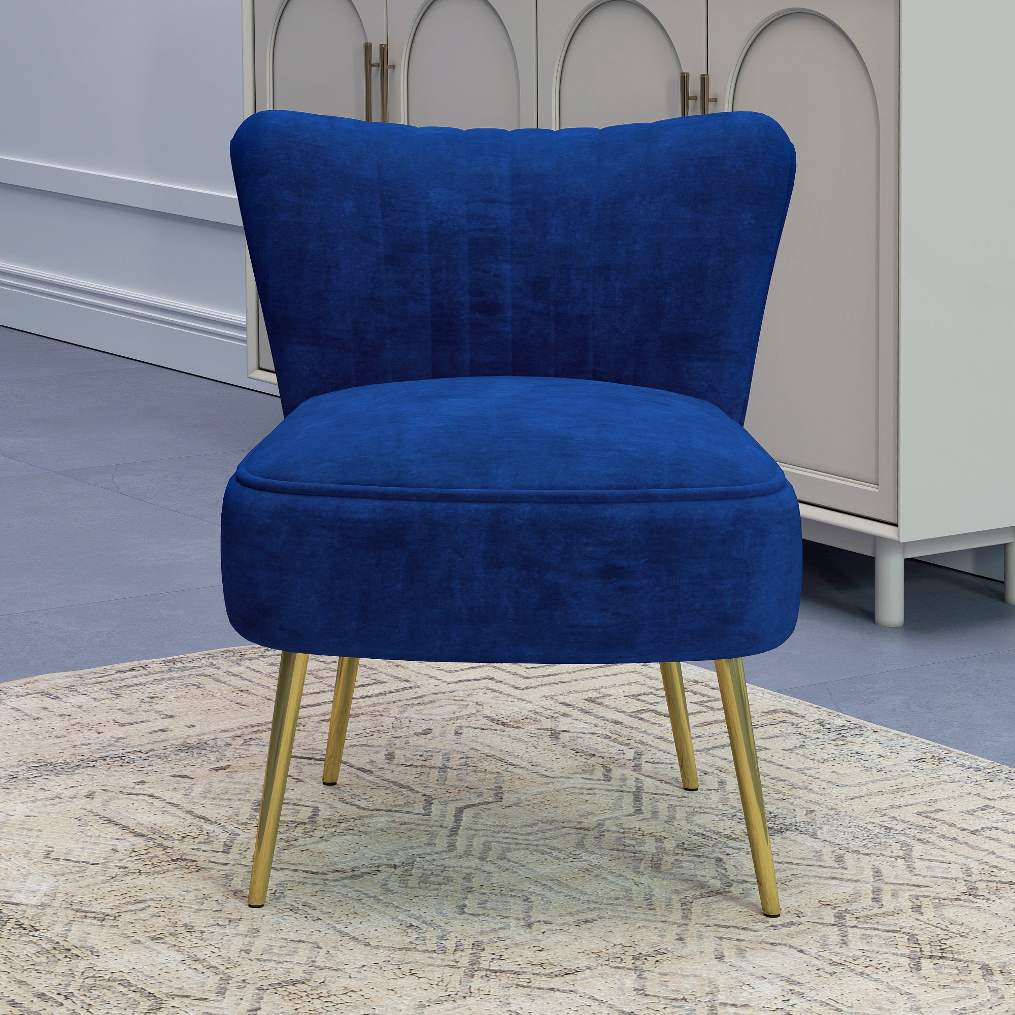 HOMCOM Velvet-Feel Tub Accent Chair - Dark Blue