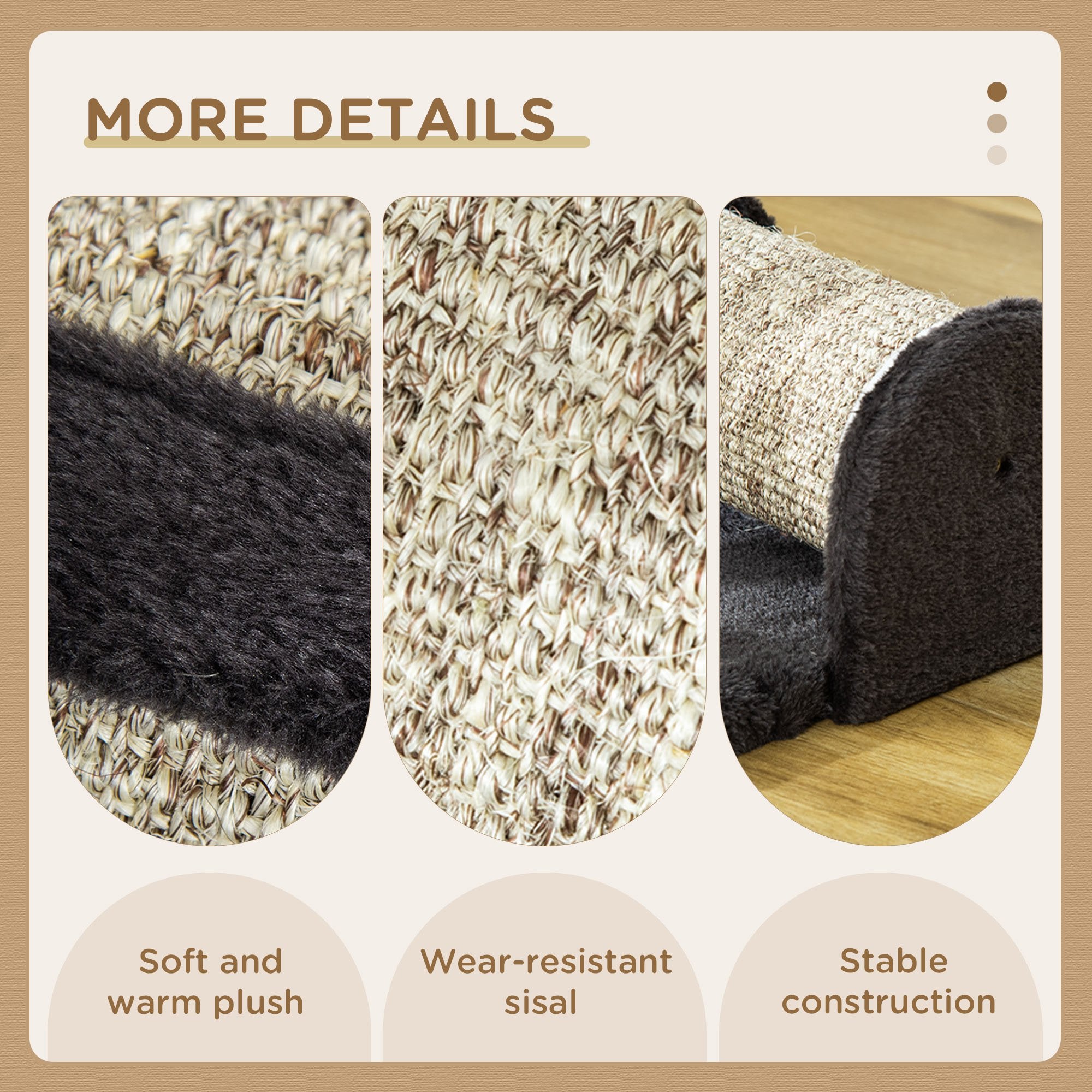 PawHut Cat Scratcher, Sisal Cat Scratching Board Mat Pad with Roller, Feather Toy, 44 x 24 x 16 cm, Grey