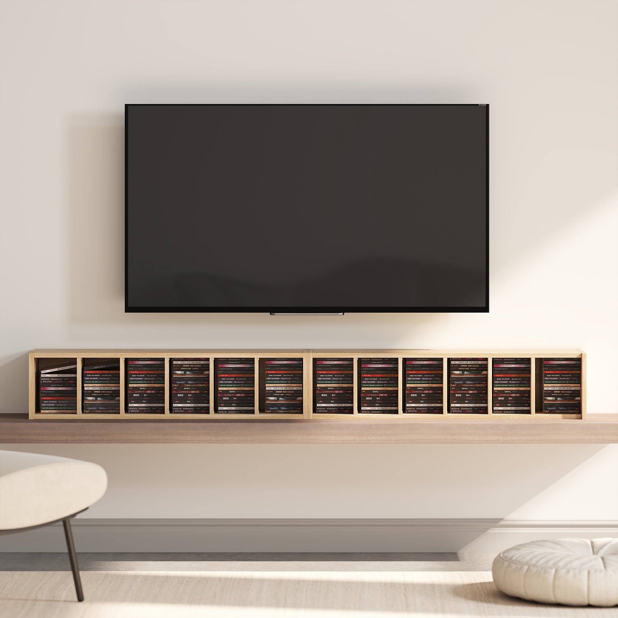 HOMCOM Set of 2 CD Media Display Shelf Unit Tower Rack with Adjustable Shelves, Oak