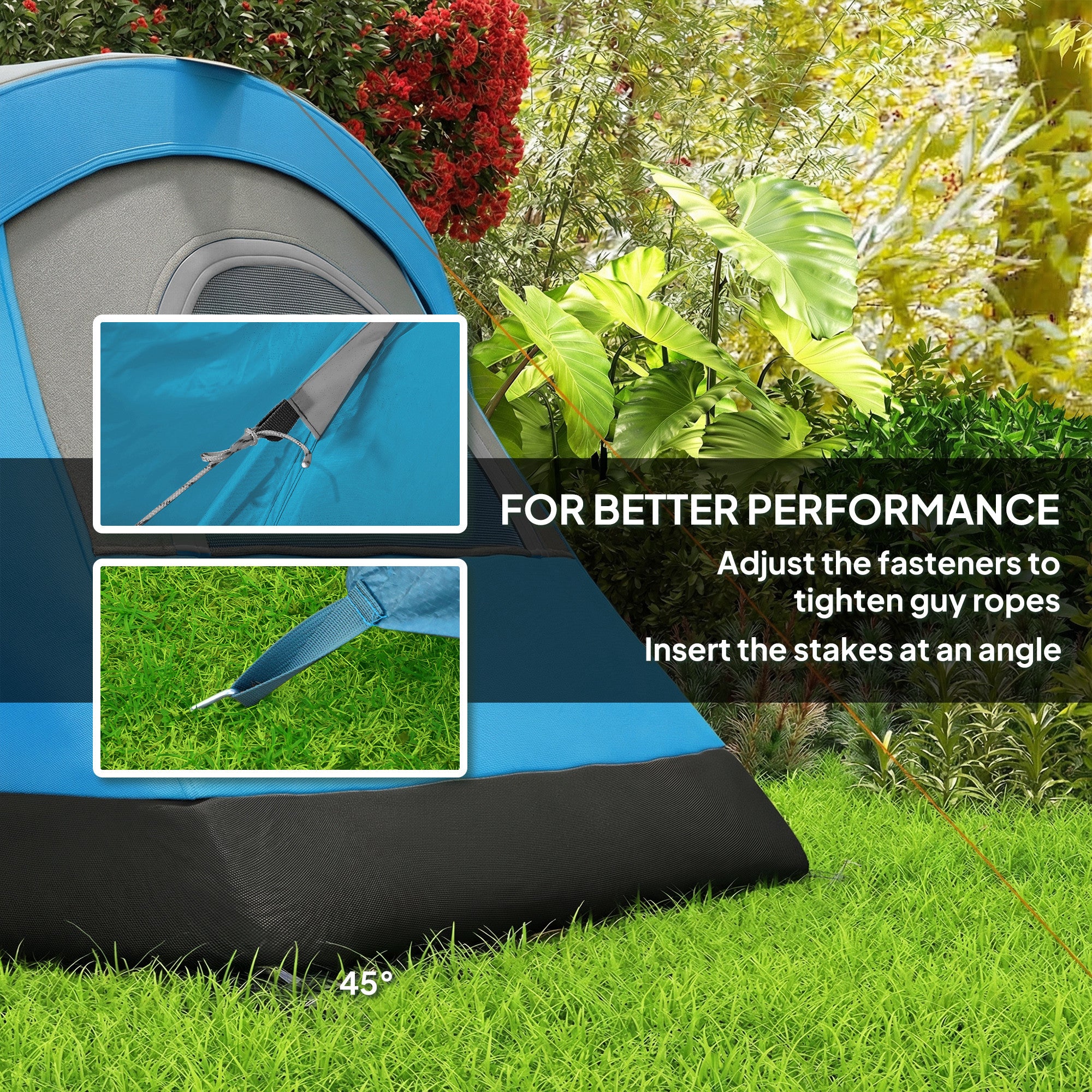 Outsunny 5-6 Man Camping Tent, Tunnel Tent, Water Resistant Hiking Shelter with Groundsheet and Carry Bag, Light Blue