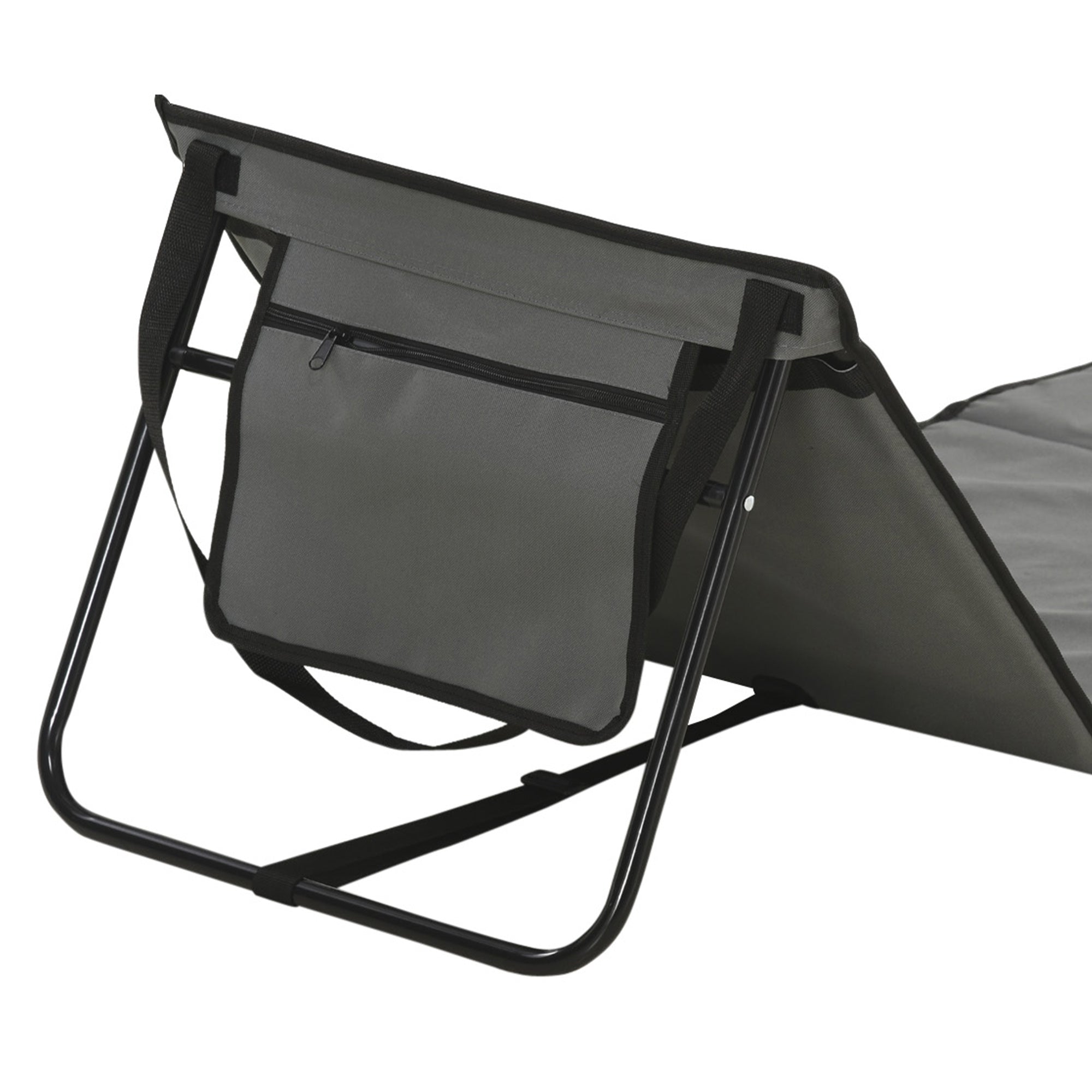 Outsunny Set of 2 Foldable Garden Beach Chair Mat, Outdoor Sun Lounger Seats with Adjustable Back, Magazine Pocket, Carry Bag