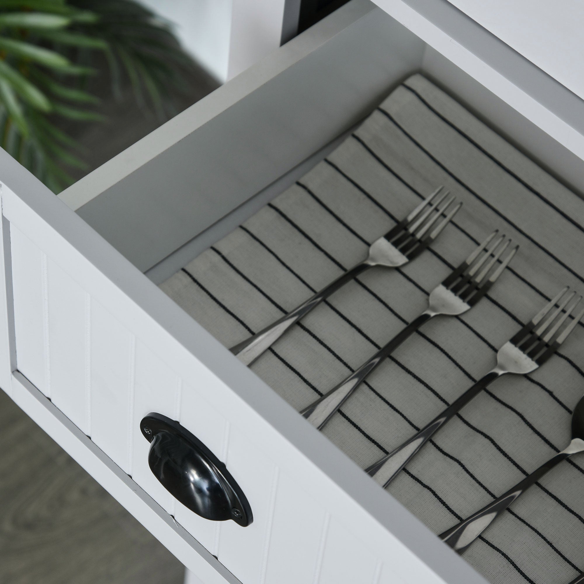 HOMCOM Multi-Storage Mid-Century Kitchen Cabinet - Grey