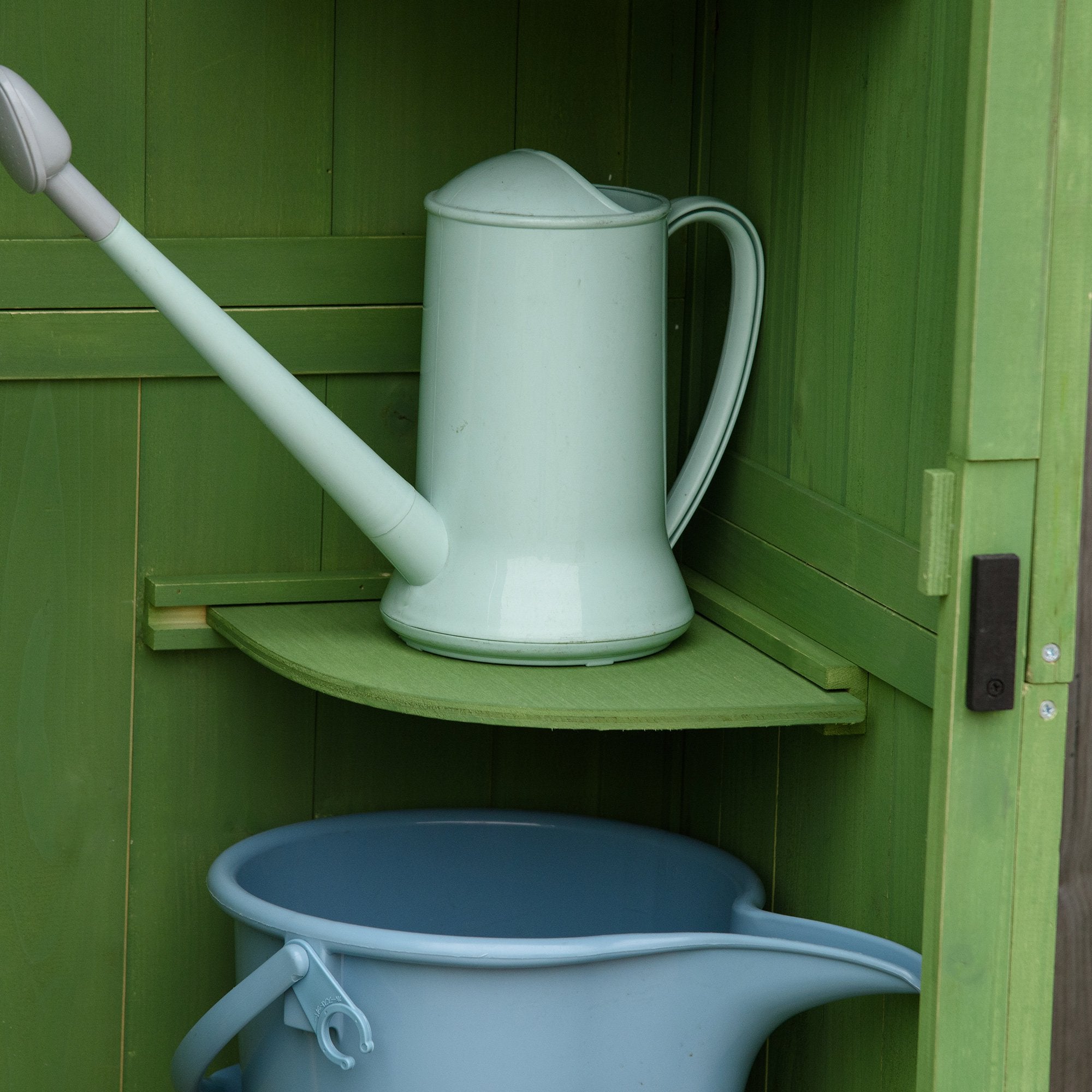 Outsunny Wooden Garden Shed, Utility Outdoor Small Shed with Lockable Double Doors, Shelves and Roof Hatch, Dark Green