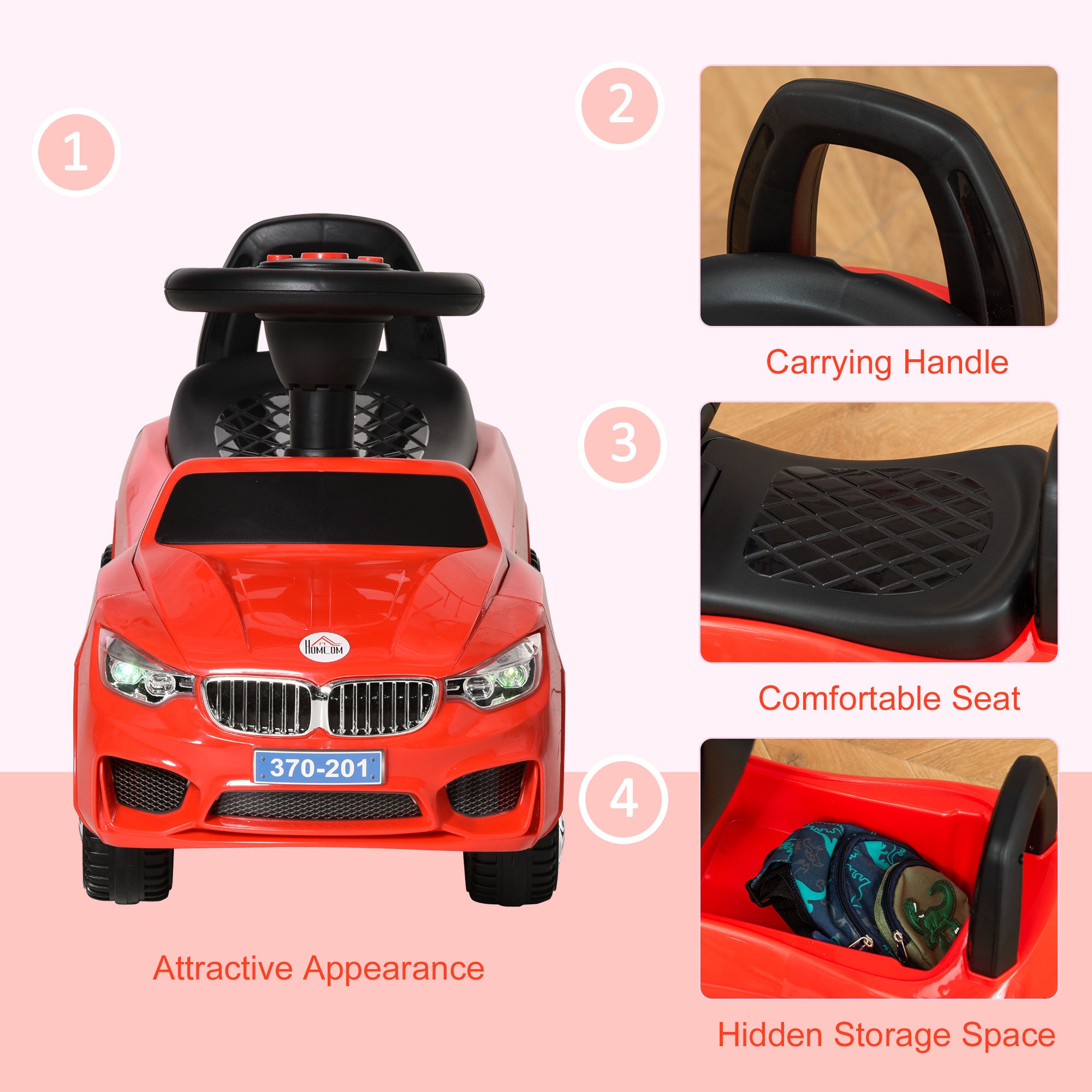 HOMCOM Ride on Car Baby Toddler Walker Foot to Floor Sliding Car Slider Red - North Peak Garden Furniture