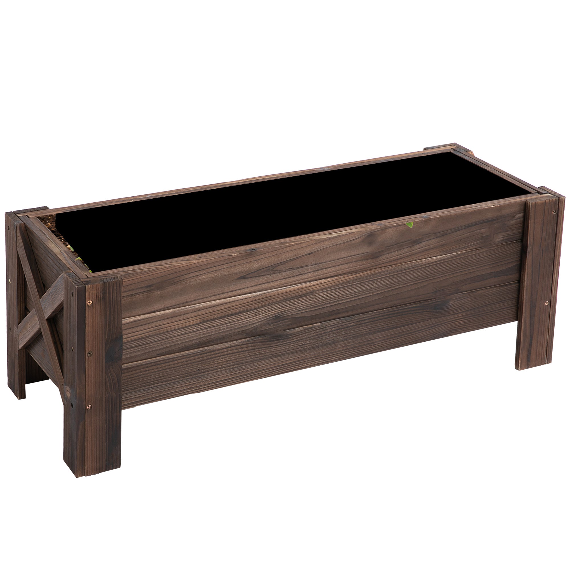 Outsunny 58L Garden Raised Bed Planter Grow Containers for Outdoor Patio Plant Flower Vegetable Pot Fir Wood, 100 x 36.5 x 36 cm
