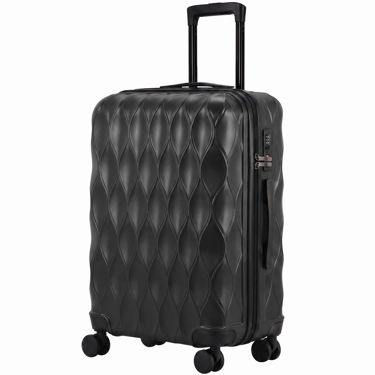 HOMCOM 65cm 64L Suitcase, Lightweight ABS Hard Shell Carry On Luggage with TSA Lock, Spinner Wheels, Telescopic Handle, Black