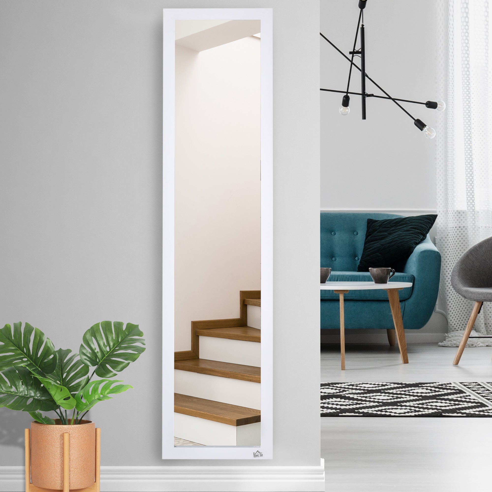 HOMCOM Full Length Mirror for Bedroom, Free Standing Dressing Mirror, Wall Mirror for Living Room, 37 x 154 cm, White - North Peak Garden Furniture