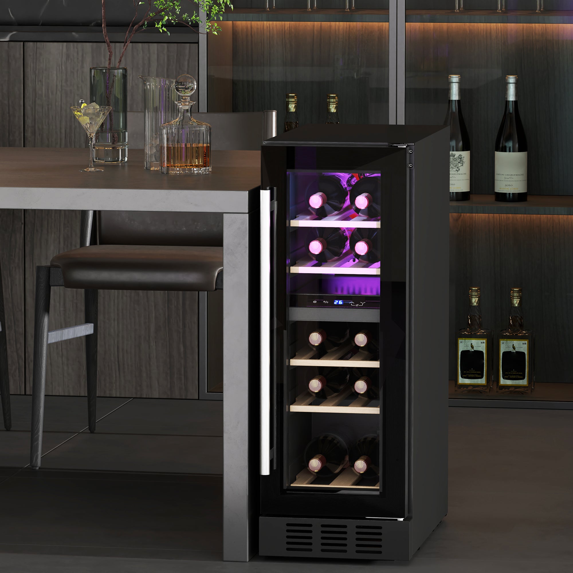 HOMCOM 16 Bottle Dual Zone 5-18℃ Wine Fridge - Black - North Peak Garden Furniture