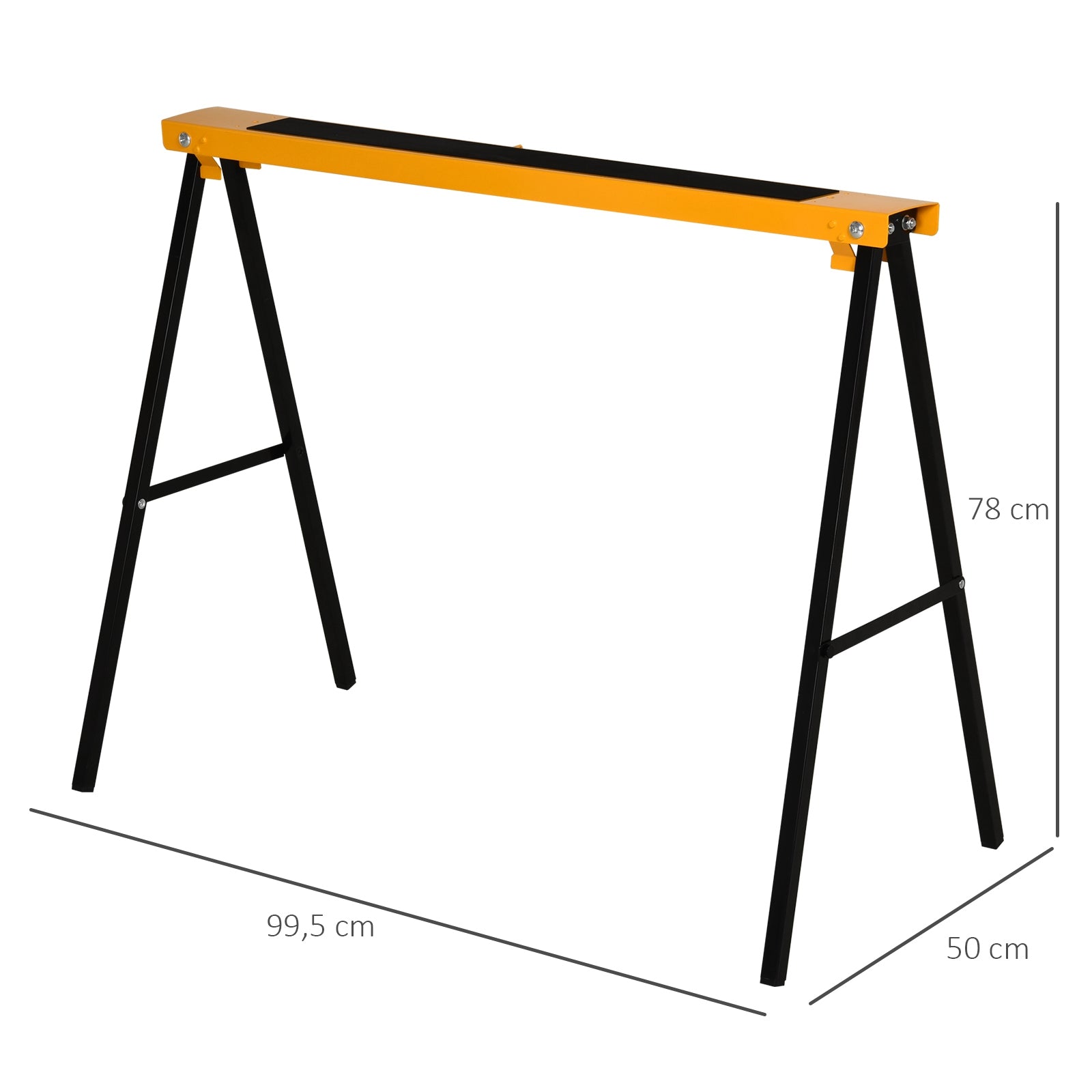 HOMCOM 2PCS Saw Horse Twin Pack Folding Workbench Metal Trestle Stands with Non-slip EVA Surface for Sawing Work Max Load 125kg - North Peak Garden Furniture