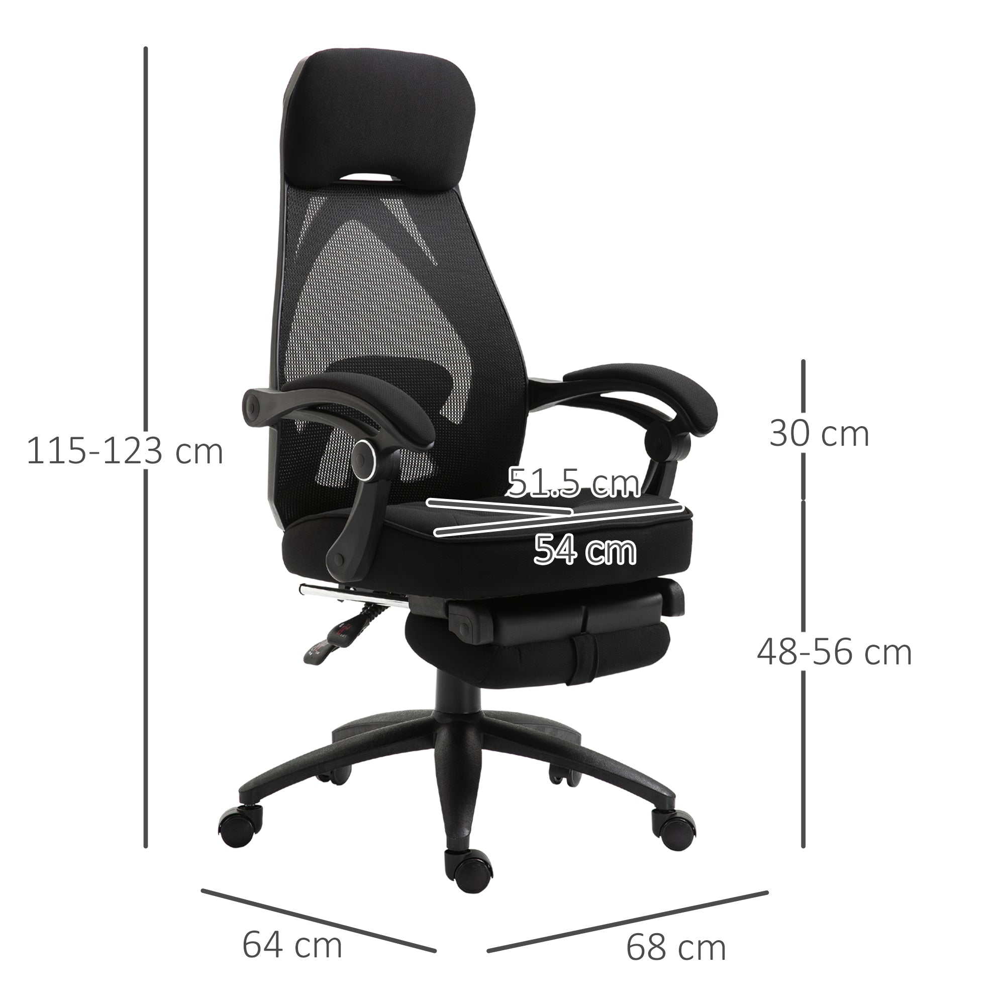 Vinsetto Office Chair with Footrest,High Back Swivel Desk Chair with Adjustable Height and Headrest for Home Office, Black