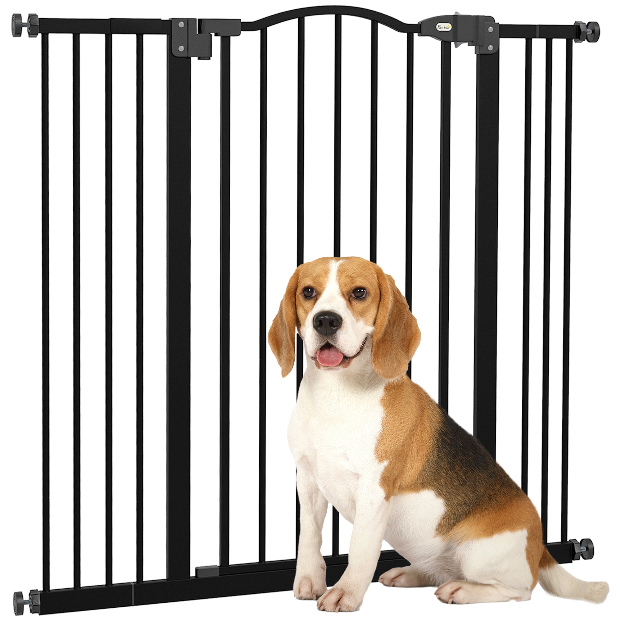 PawHut Pressure Fit Dog Stair Gate No Drilling Safety Gate Auto Close for Doorways, Hallways, 74-100cm Adjustable, 94cm Tall, Black