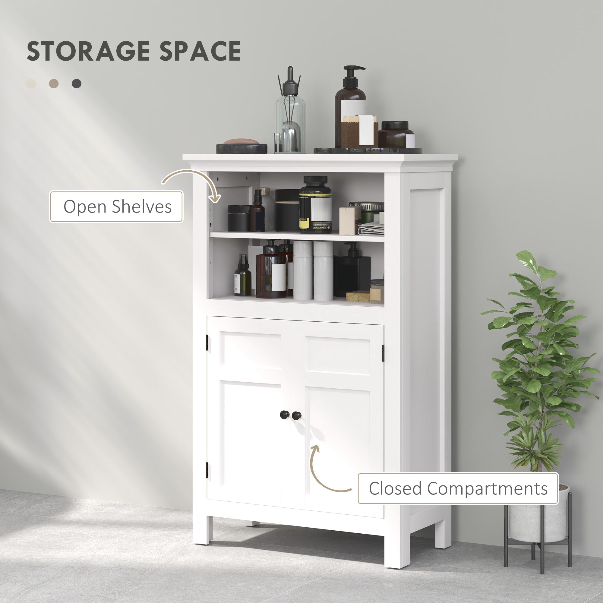 HOMCOM Multi-Storage Modern Bathroom Cabinet - White - North Peak Garden Furniture