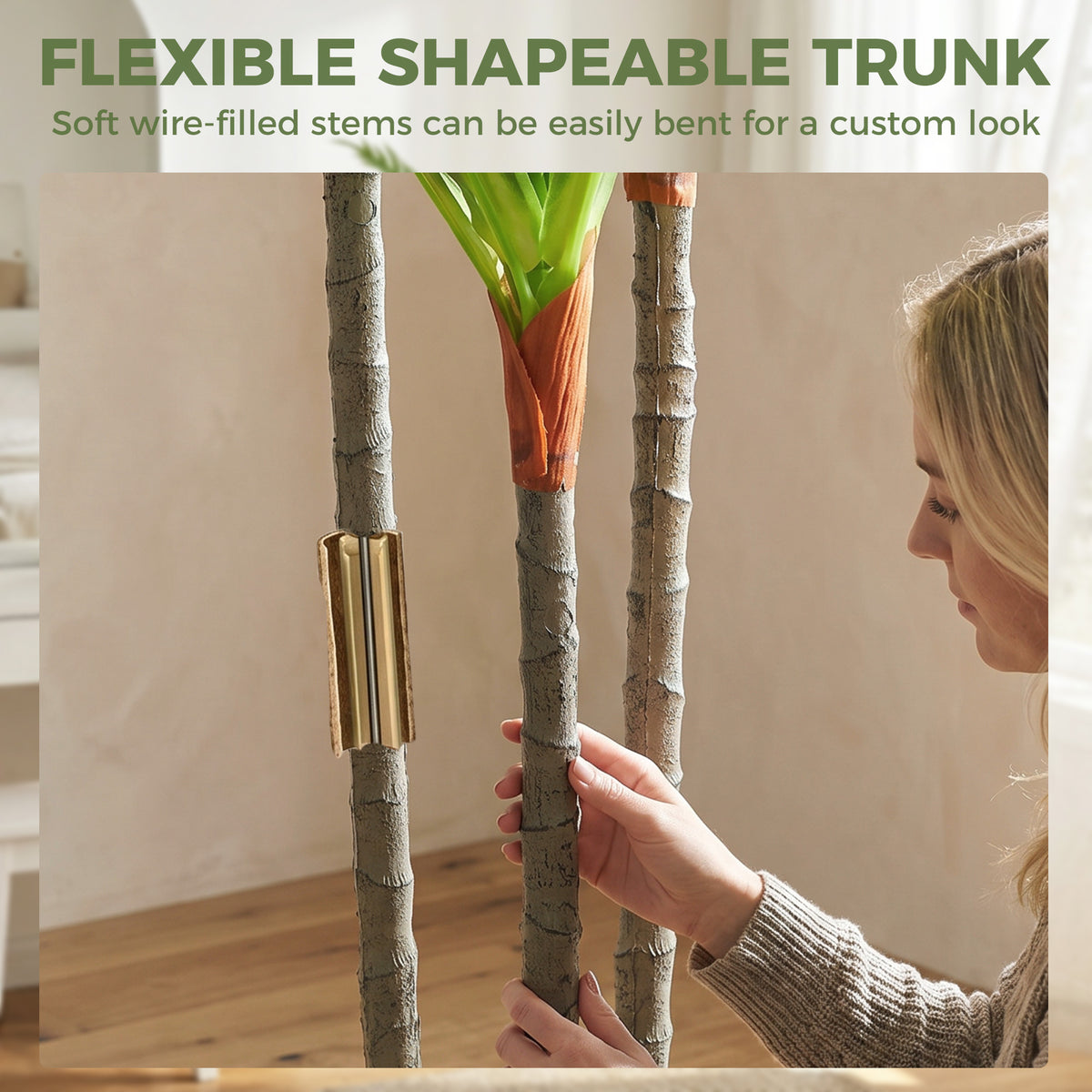 HOMCOM 90cm Lifelike Fake Tree, Artificial Dracaena Tree with Bendable Trunks, Green