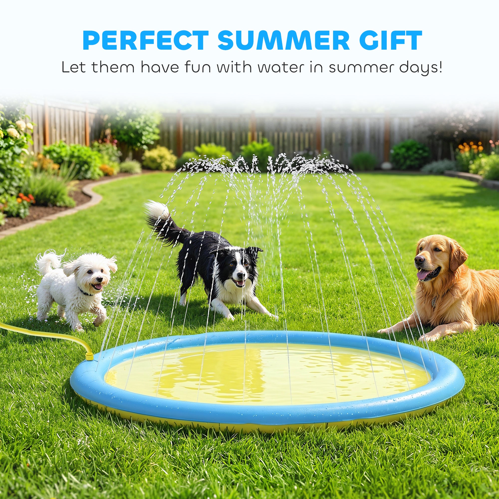 PawHut Dog Splash Pad for Pets Dog Bath Pool Water Game