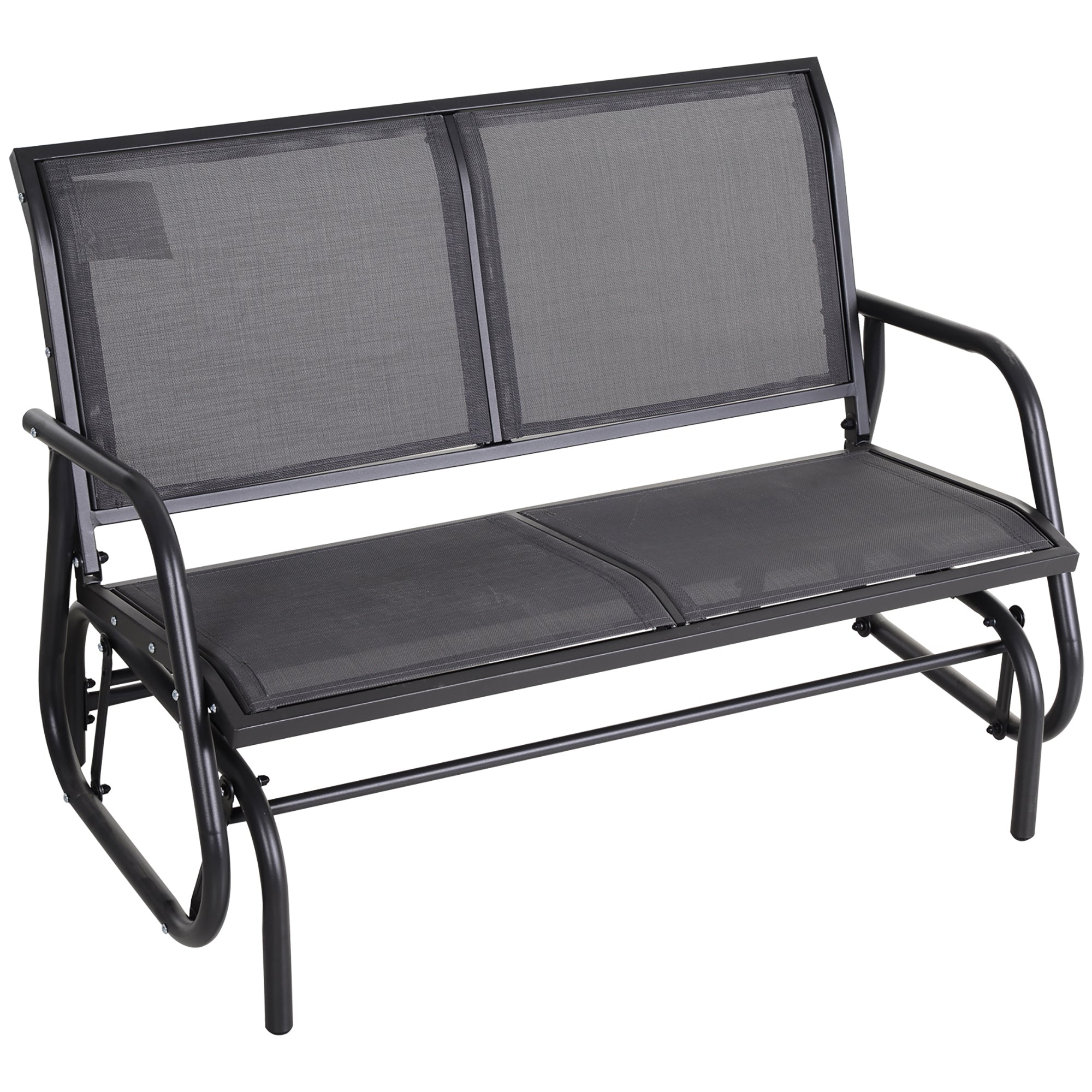 Outsunny 2-Person Outdoor Glider Bench Patio Double Swing Chair Loveseat w/Power Coated Steel Frame for Backyard Garden Porch, Grey | Aosom UK