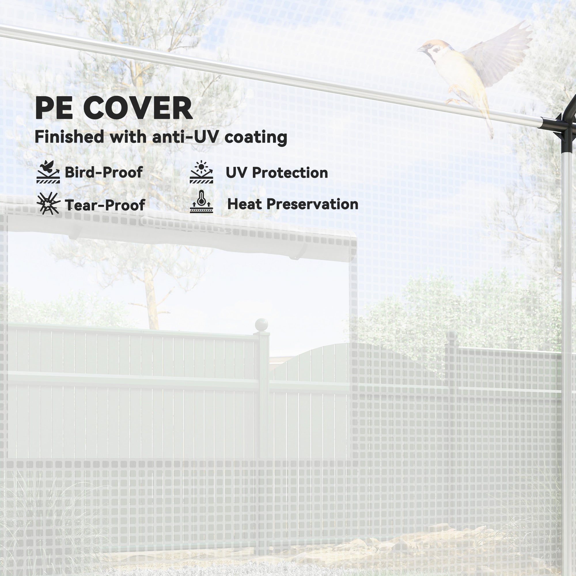 Outsunny Polyethylene Walk-in Polytunnel Greenhouse, 2 x 3(m), White