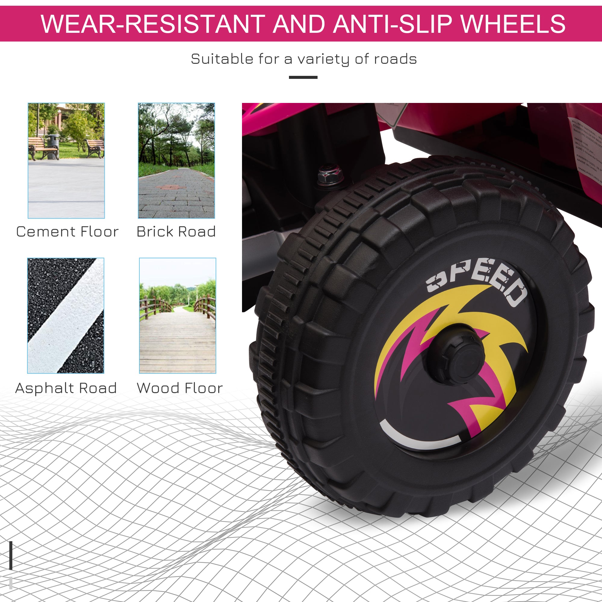 HOMCOM 6V Kids Electric Ride on Car ATV Toy Quad Bike Four Big Wheels w/ Forward Reverse Functions Toddlers for 18-36 Months Old Pink - North Peak Garden Furniture