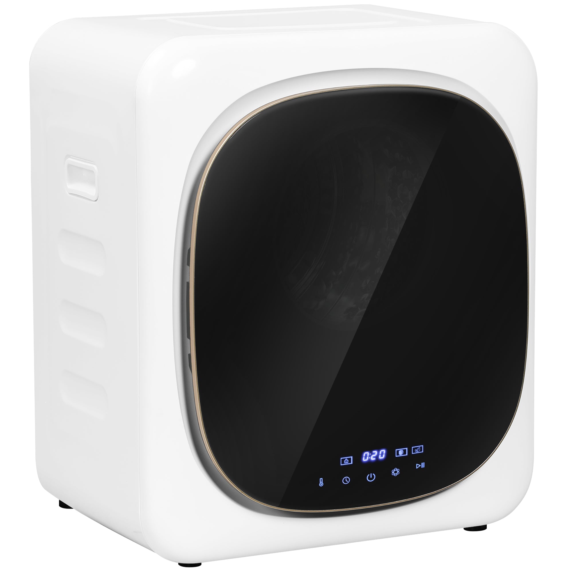 HOMCOM 4kg Vented Tumble Dryer with Deodorize, Smart Mode, 800W Compact Tumble Dryer with Stainless Steel Tub, Front Load, for Flat, Home, RVs, White - North Peak Garden Furniture