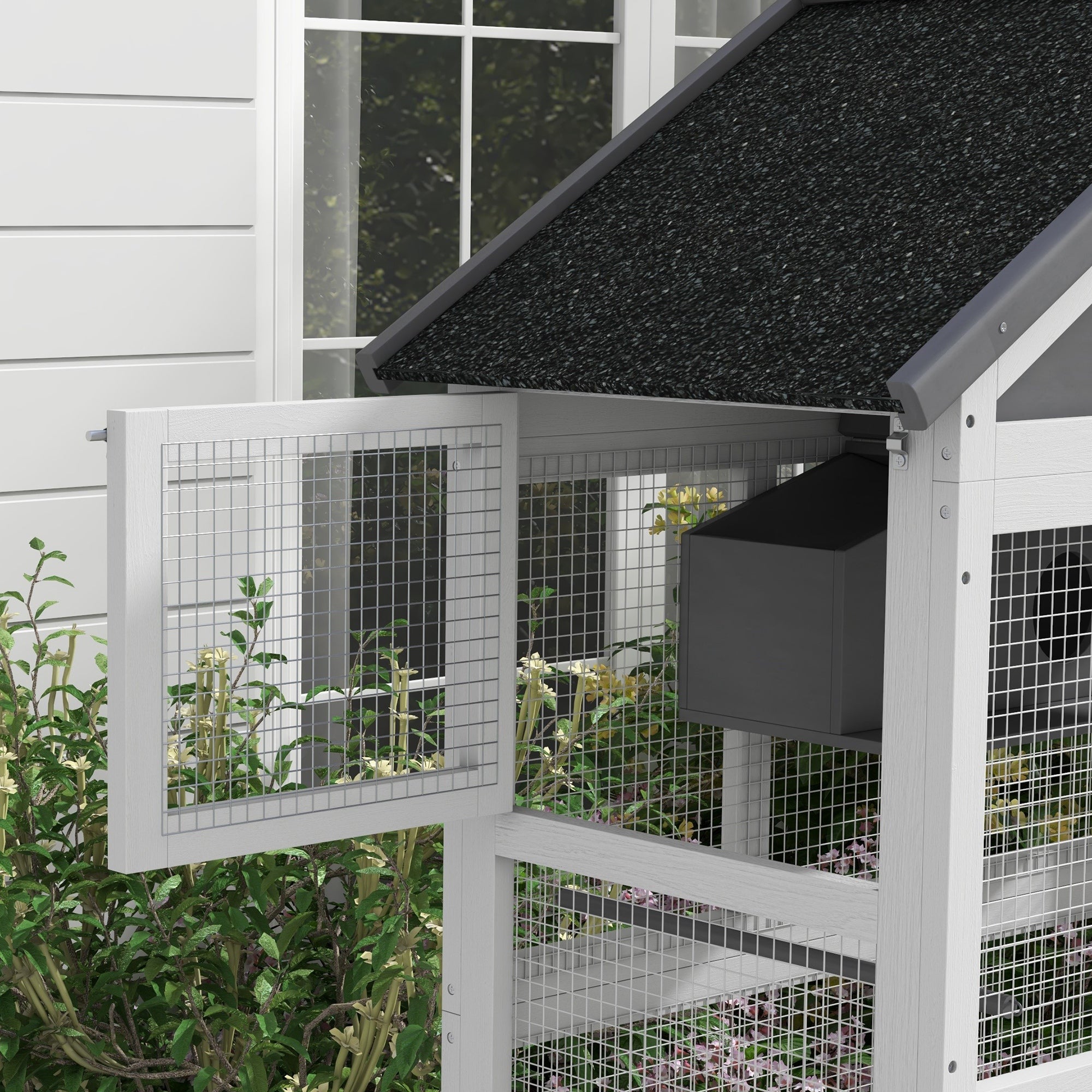 PawHut Wooden Bird Cage, with Stand, for Finches, Parakeets, Small birds - Grey - North Peak Garden Furniture