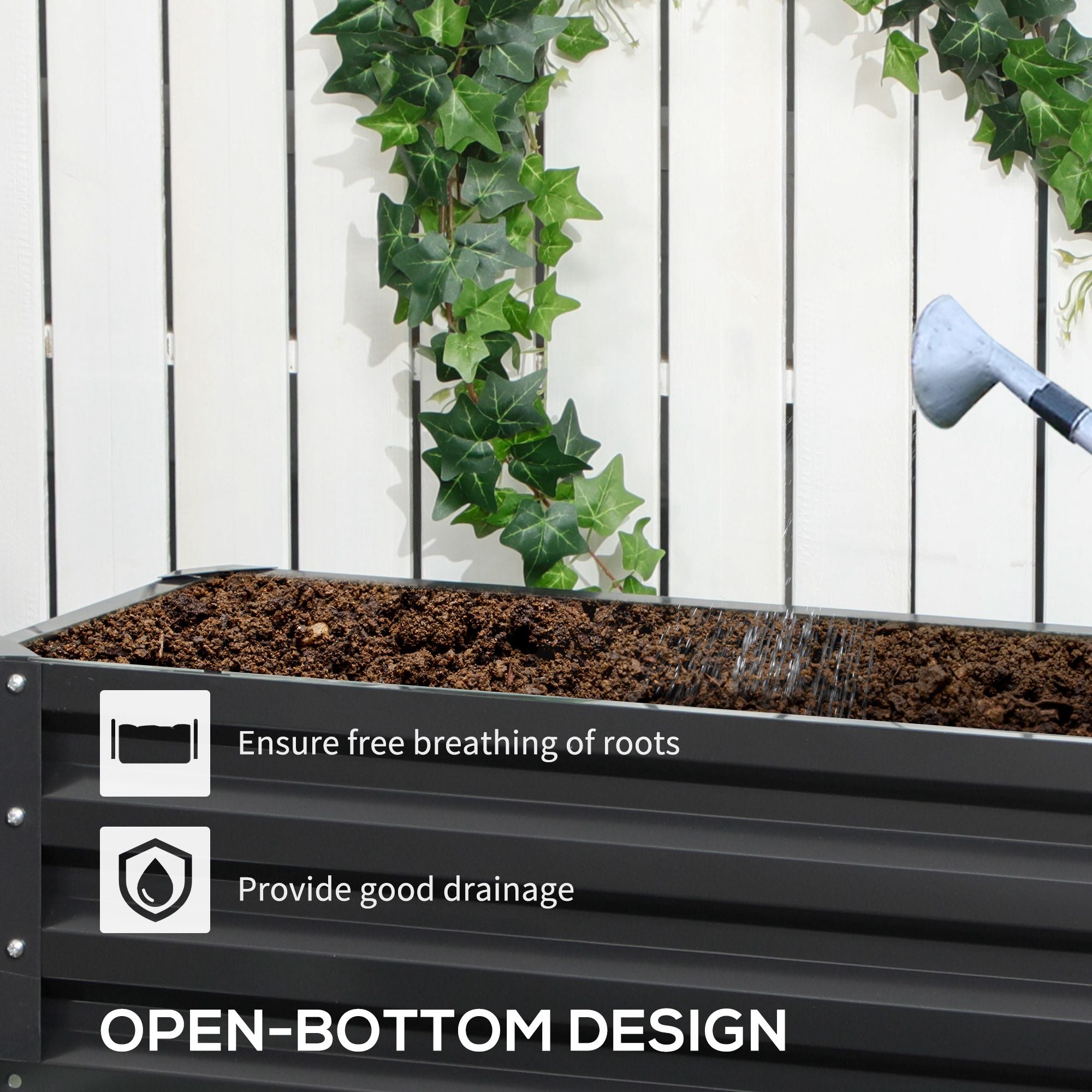 Outsunny 2 Tier Raised Garden Bed, Galvanised Planter Box with Open Bottom for Vegetables Flowers Herbs, 120x101x58cm, Dark Grey - North Peak Garden Furniture