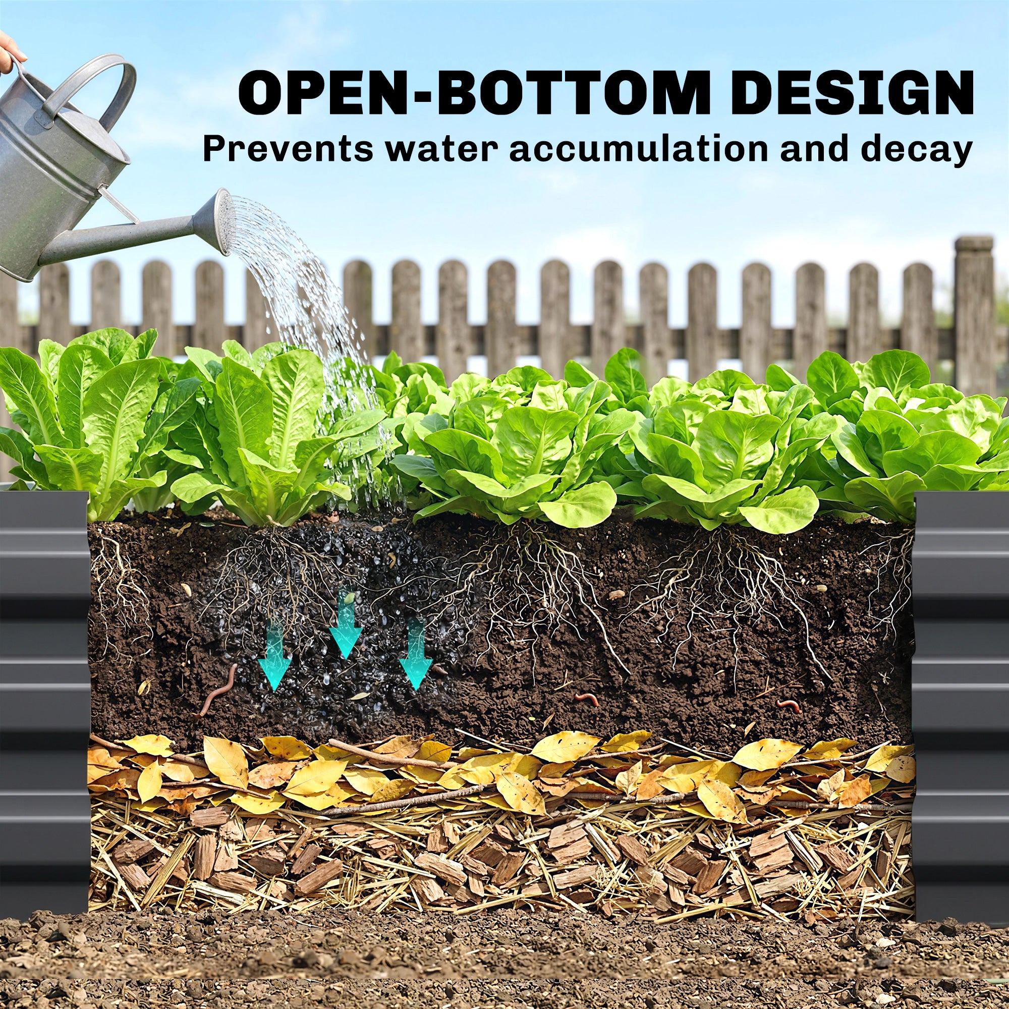 Outsunny 60 x 240cm Galvanised Steel Planter, with Open Bottom