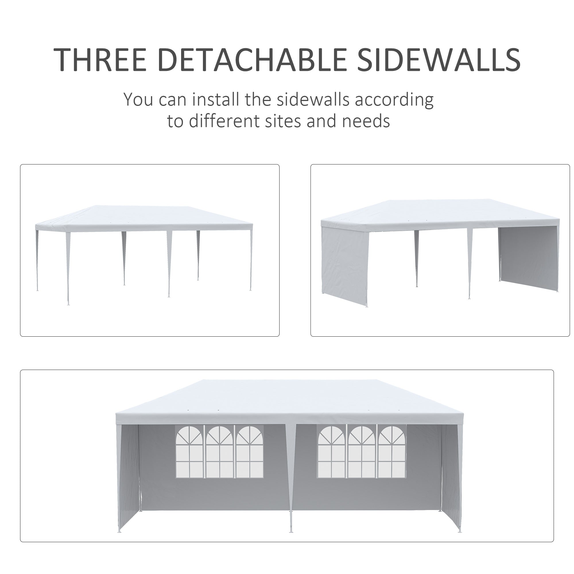 Outsunny 6 x 3 m Party Tent Gazebo Marquee Outdoor Patio Canopy Shelter with Windows and Side Panels White - North Peak Garden Furniture