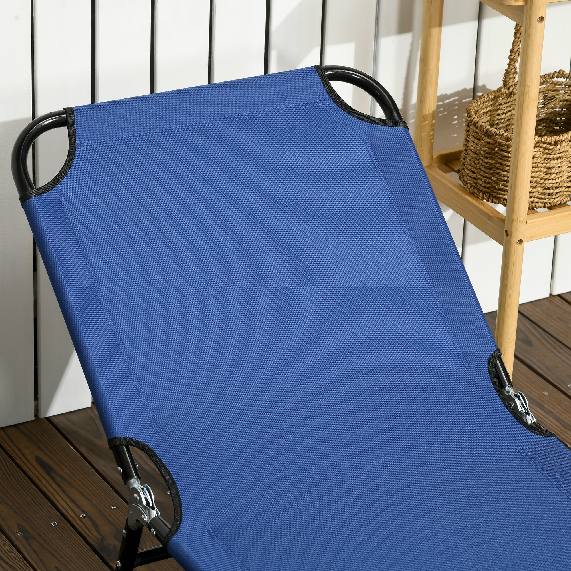 Outsunny Set of Two Metal Frame Folding Sun Loungers - Blue